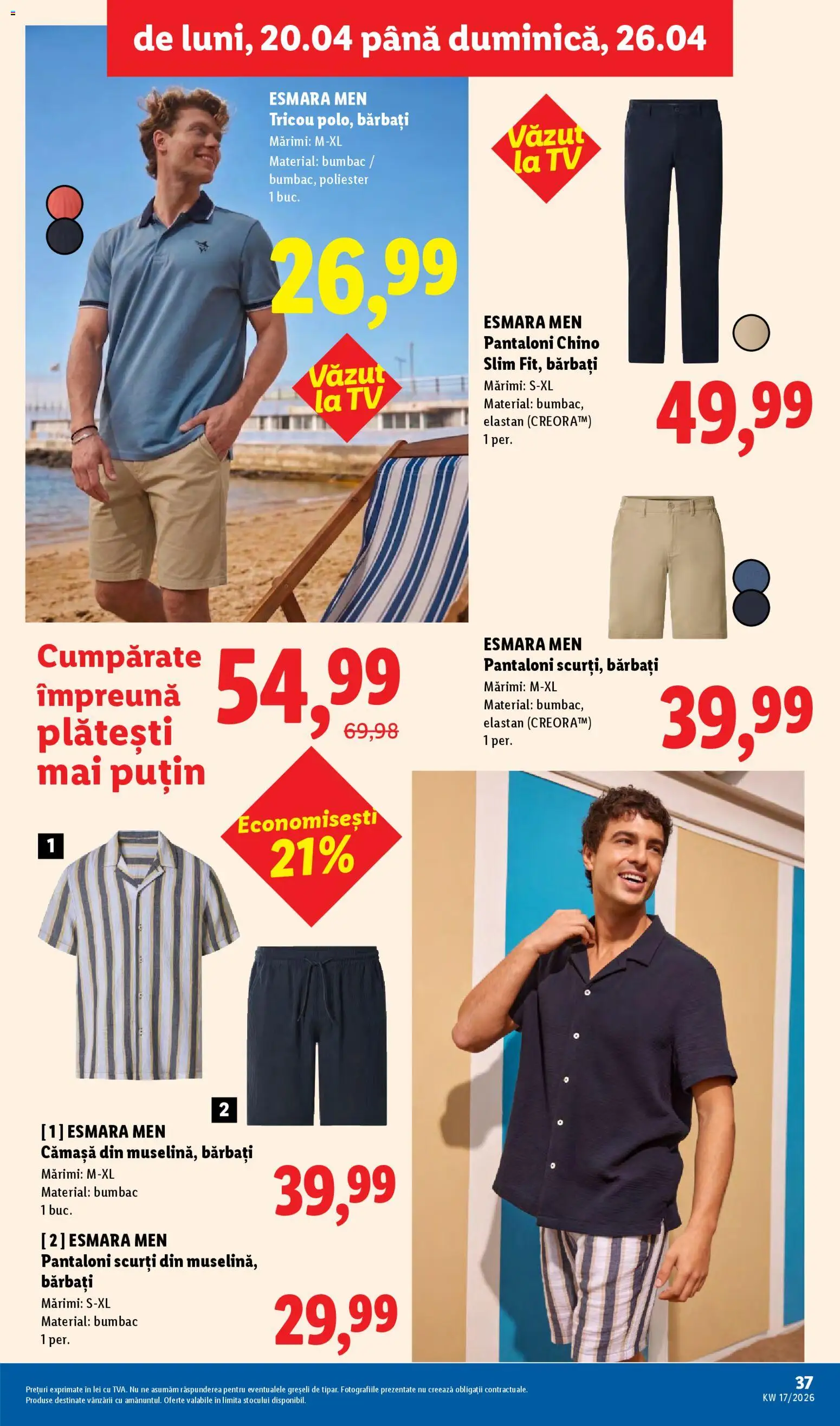 Catalog LIDL 20 - 25 Aprilie 2026 | Pagina 37 | Produse: Tricou, Pantaloni, Pantaloni scurți