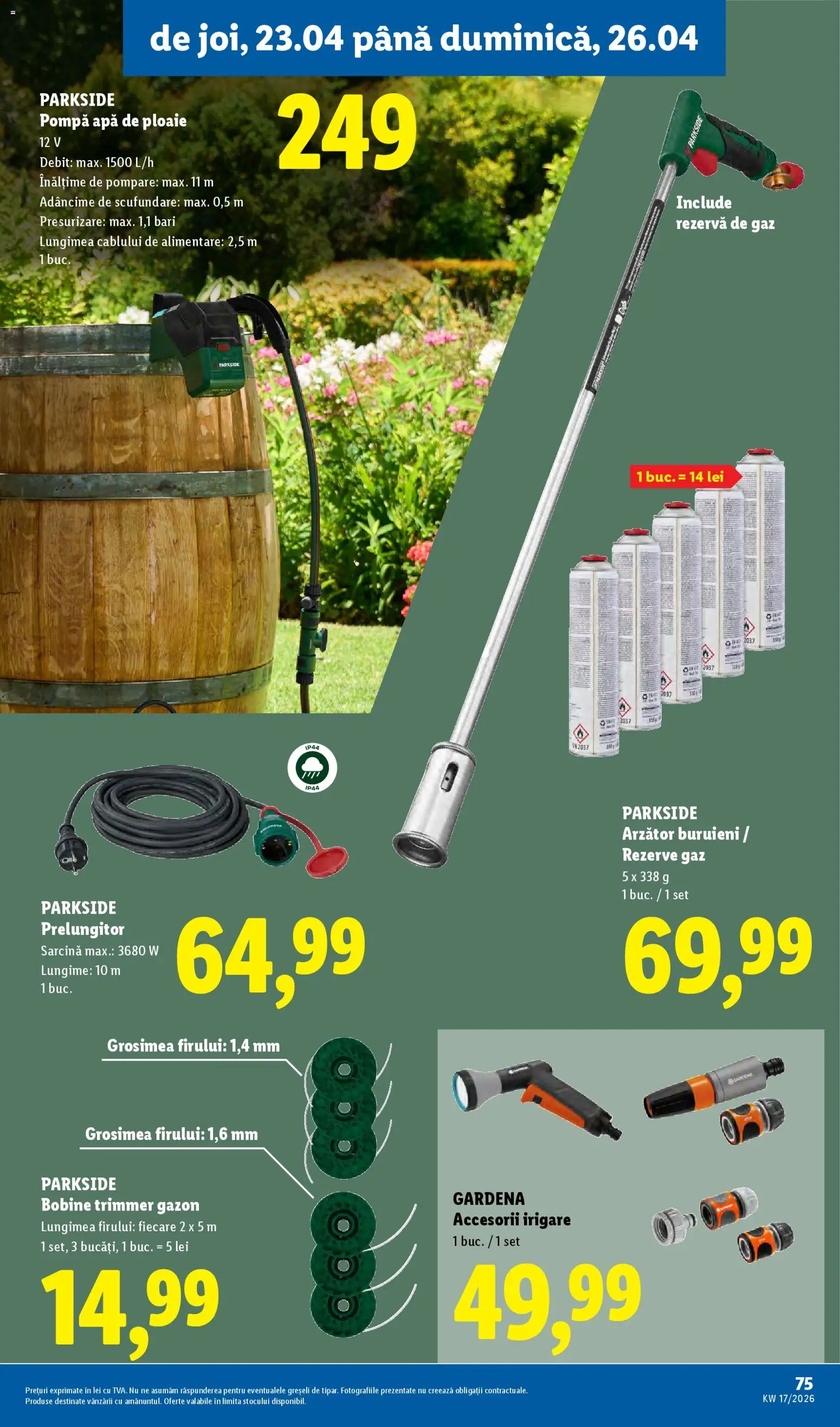 Catalog LIDL 20 - 25 Aprilie 2026 | Pagina 75 | Produse: Trimmer, Prelungitor, Apă