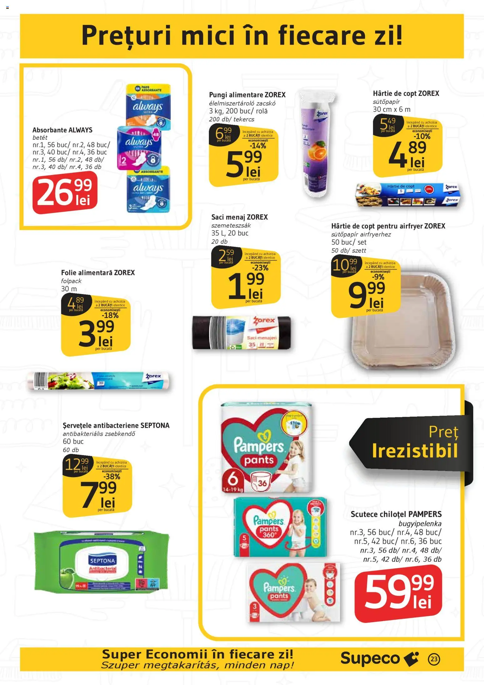 Catalog Supeco 16 - 28 Aprilie 2026 | Pagina 23 | Produse: Mici, Absorbante, Scutece, Șervețele antibacteriene