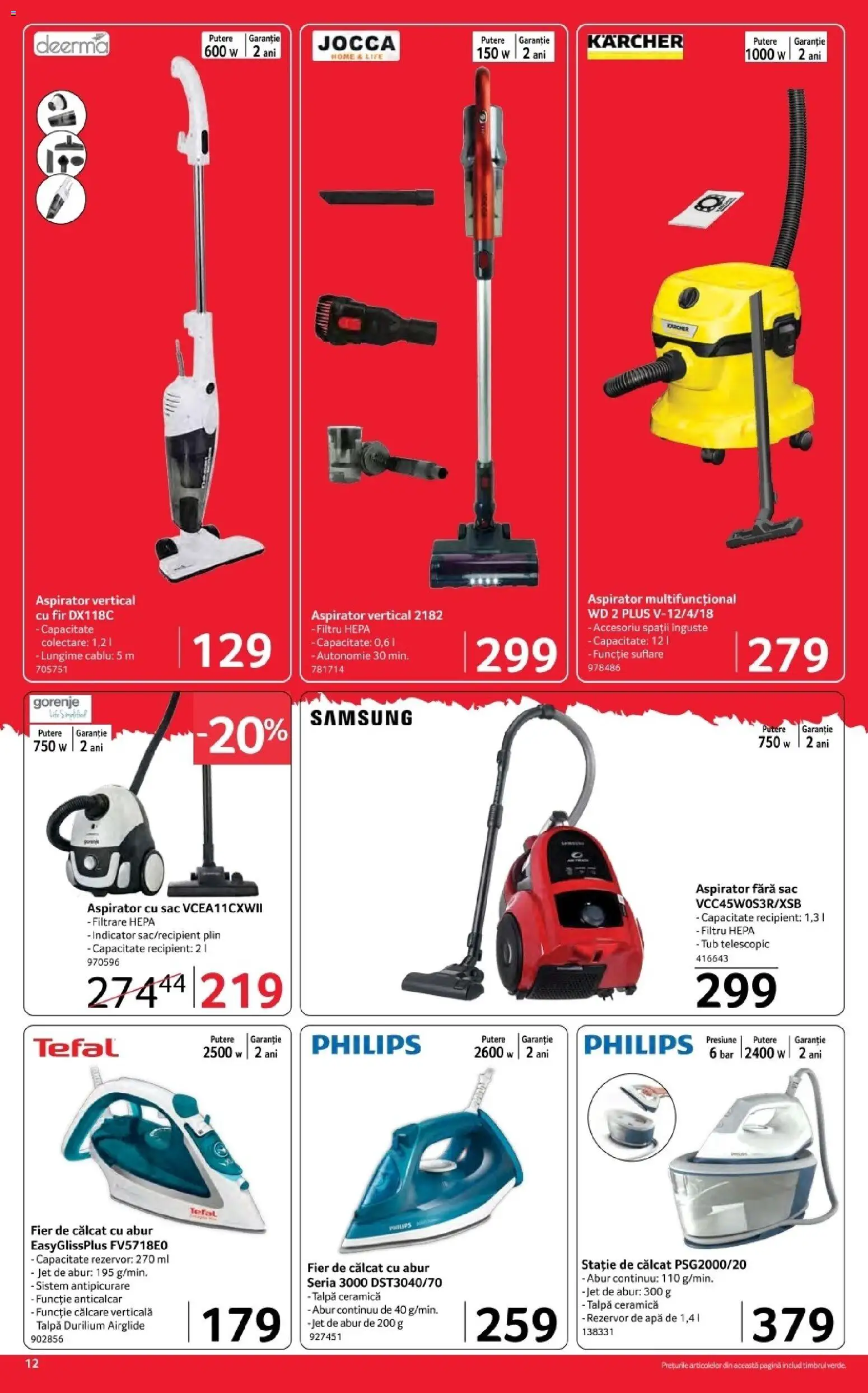 Catalog Selgros 17 - 29 Aprilie 2026 | Pagina 12 | Produse: Enginar, Fier de călcat, Aspirator, Apă
