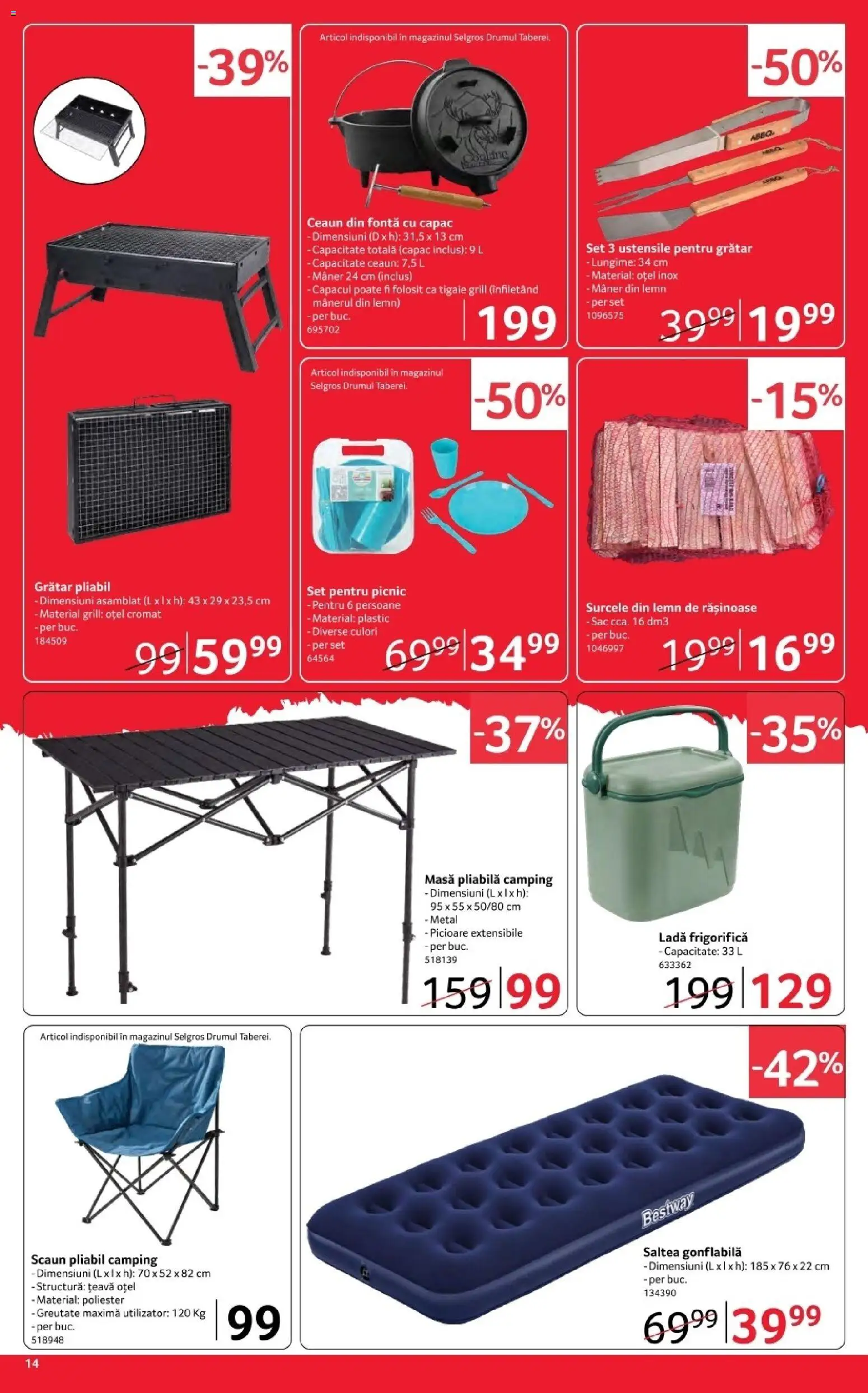 Catalog Selgros 17 - 29 Aprilie 2026 | Pagina 14 | Produse: Mâner, Scaun, Saltea gonflabilă, Ladă frigorifică