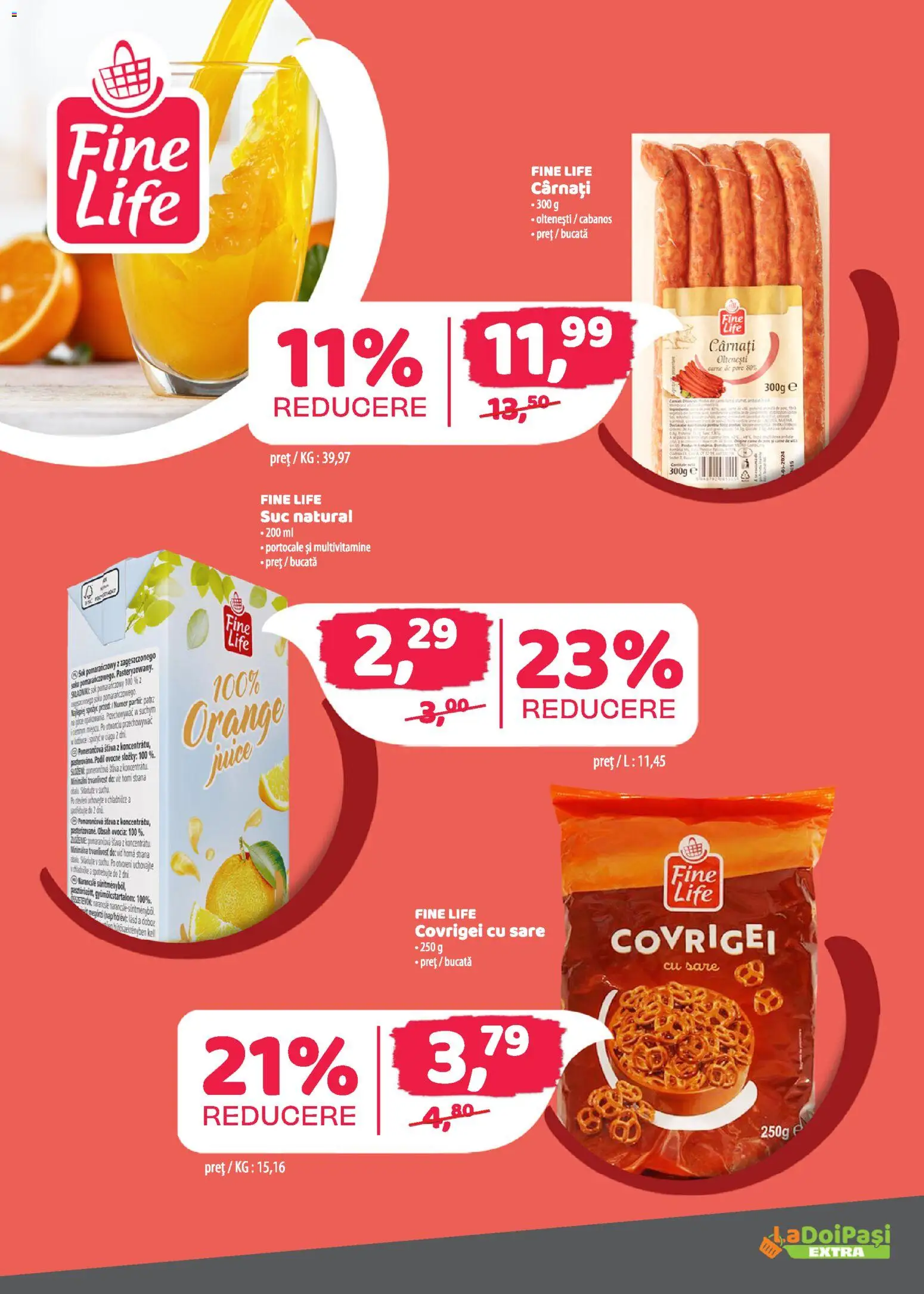 Catalog La Doi Pași 16 - 29 Aprilie 2026 | Pagina 13 | Produse: Covrigei, Suc, Sare, Cârnați