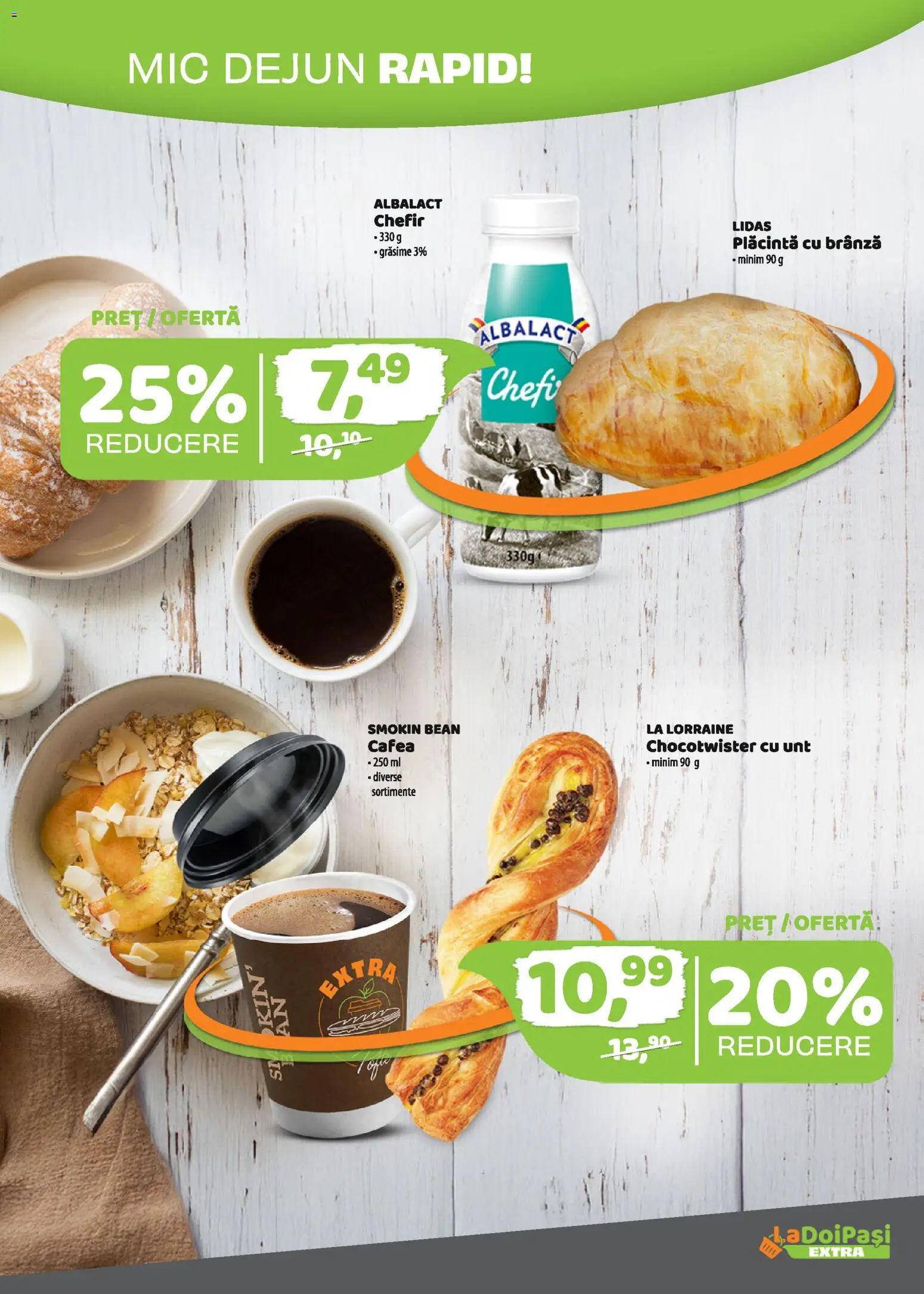 Catalog La Doi Pași 16 - 29 Aprilie 2026 | Pagina 4 | Produse: Plăcintă, Unt, Brânză, Cafea