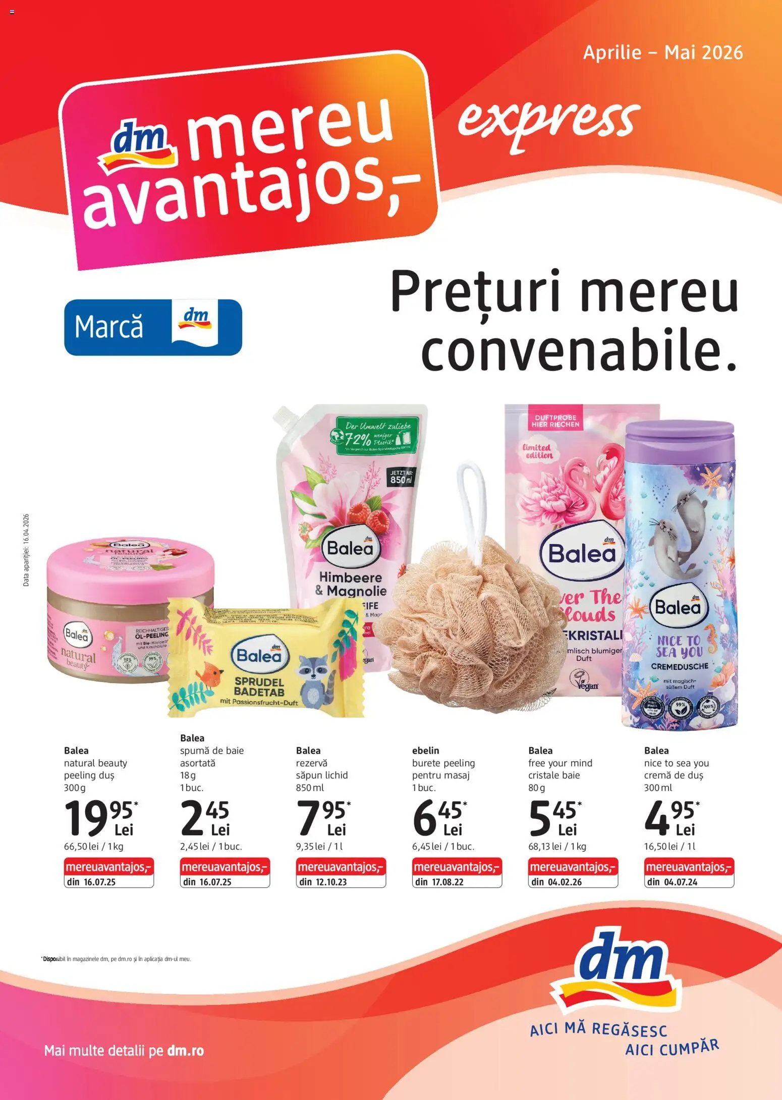 Catalog DM Drogerie Markt 16 Aprilie - 11 Mai 2026 | Pagina 1 | Produse: Cremă, Săpun, Spumă de baie, Rezervă săpun