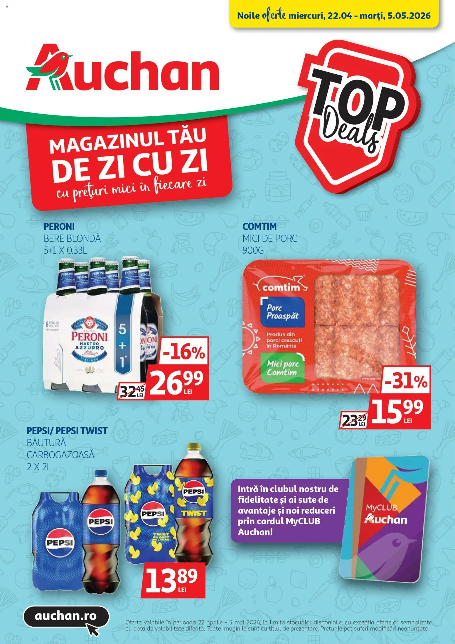 Catalog Auchan 22 Aprilie - 4 Mai 2026 | Pagina 1 | Produse: Mici, Bere