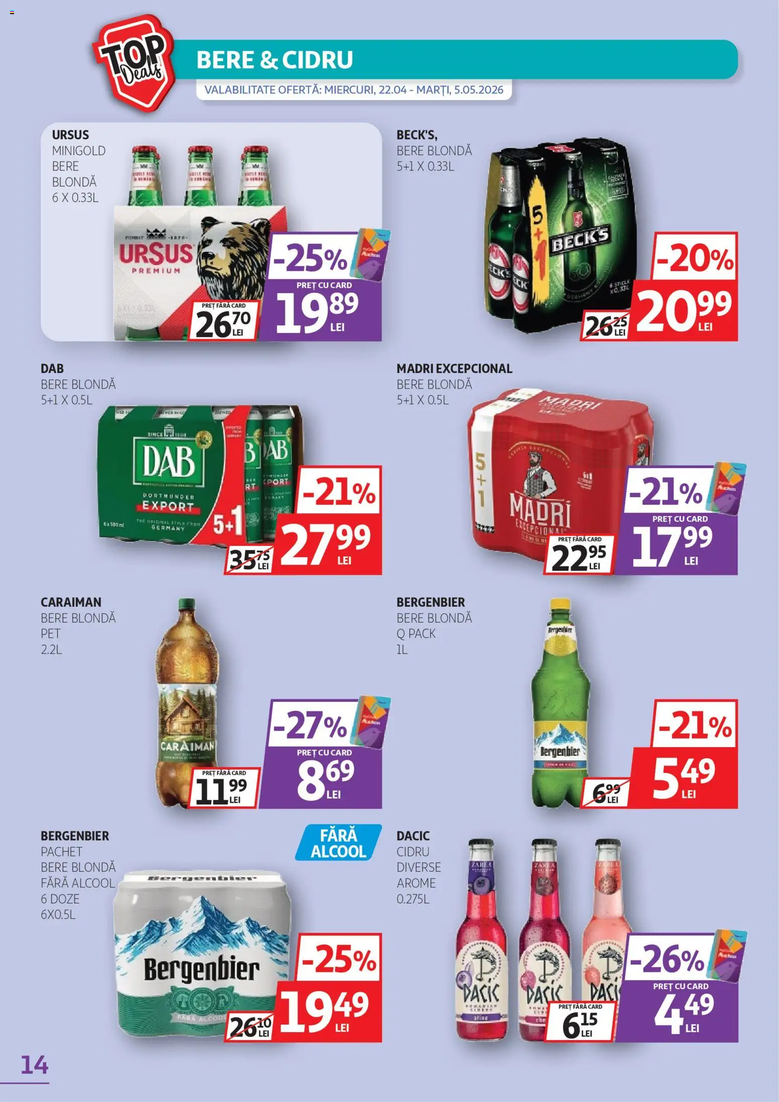 Catalog Auchan 22 Aprilie - 4 Mai 2026 | Pagina 14 | Produse: Bere, Plastik Kulübe