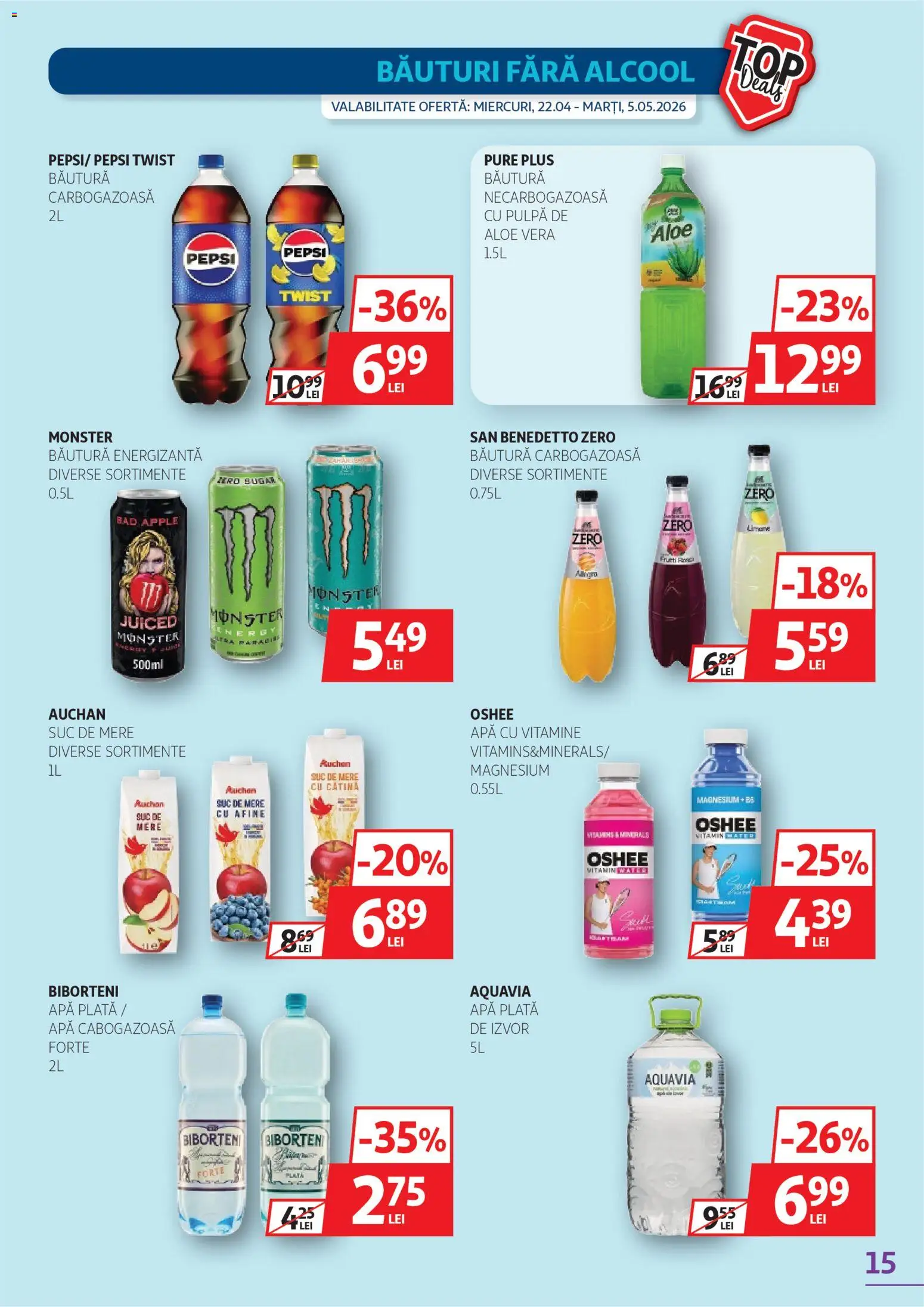 Catalog Auchan 22 Aprilie - 4 Mai 2026 | Pagina 15 | Produse: Afine, Aloe vera, Suc, Apă