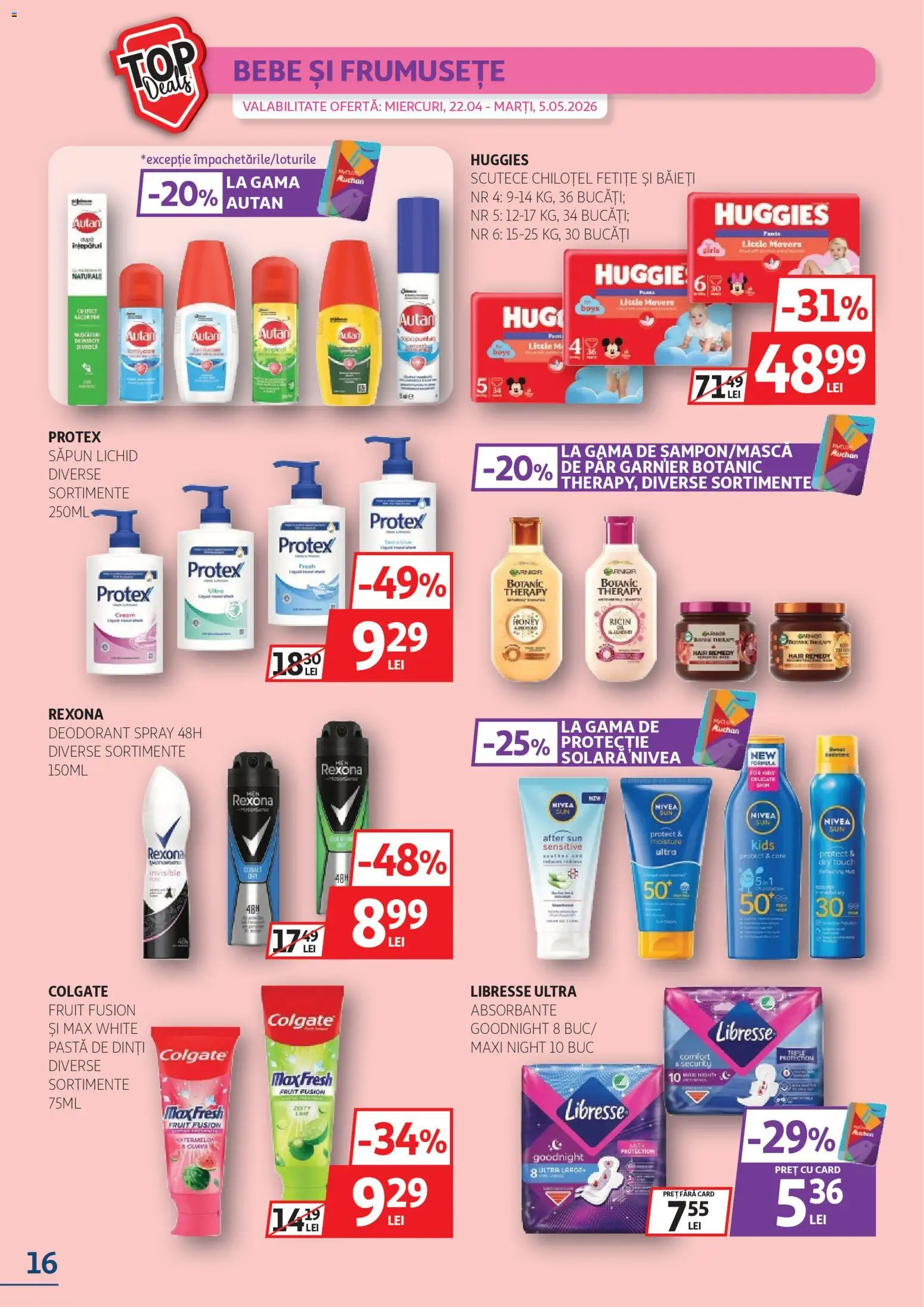 Catalog Auchan 22 Aprilie - 4 Mai 2026 | Pagina 16 | Produse: Săpun, Deodorant, Pastă de dinți, Scutece