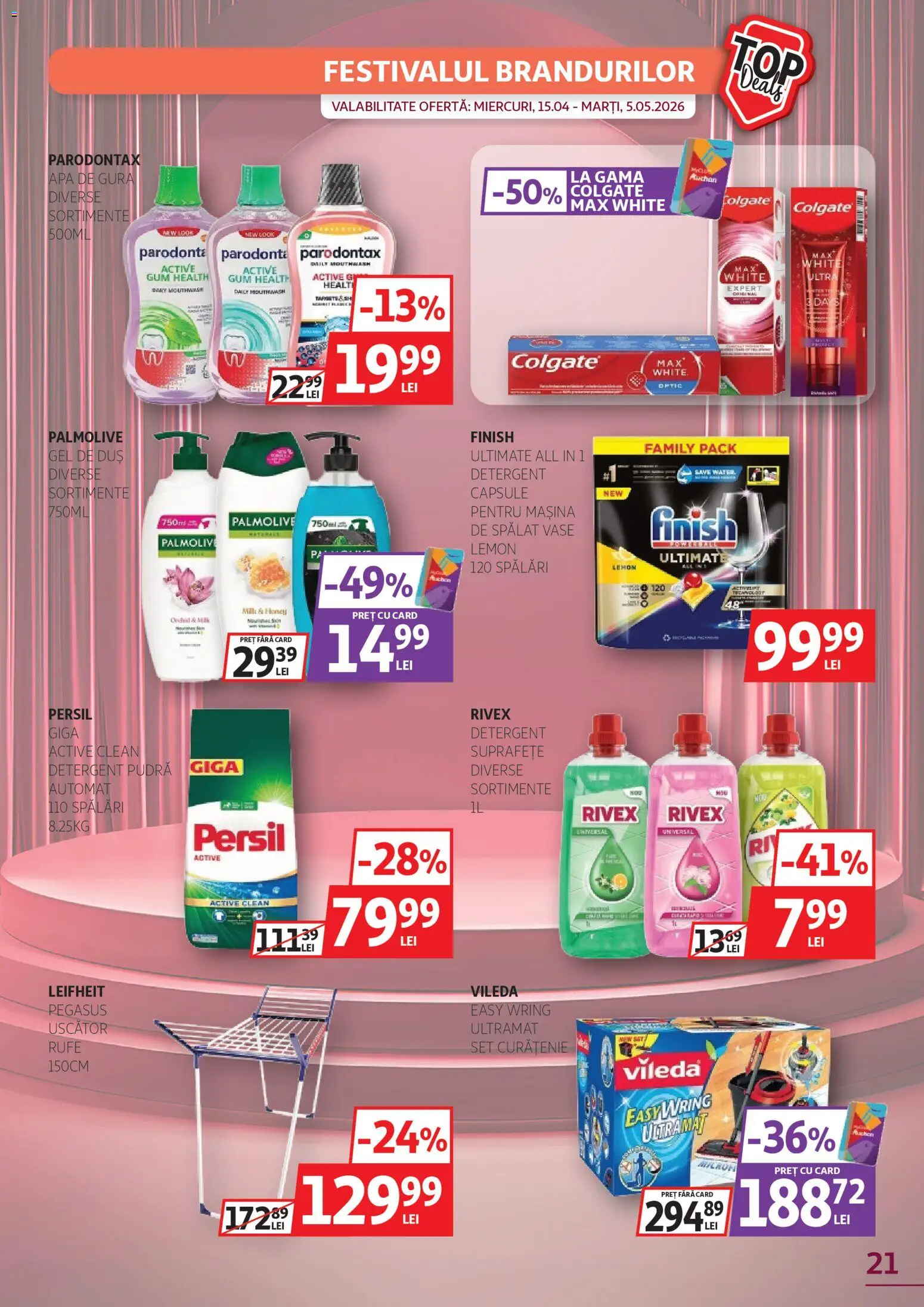 Catalog Auchan 22 Aprilie - 4 Mai 2026 | Pagina 21 | Produse: Duș, Gel de duș, Apă de gură, Detergent
