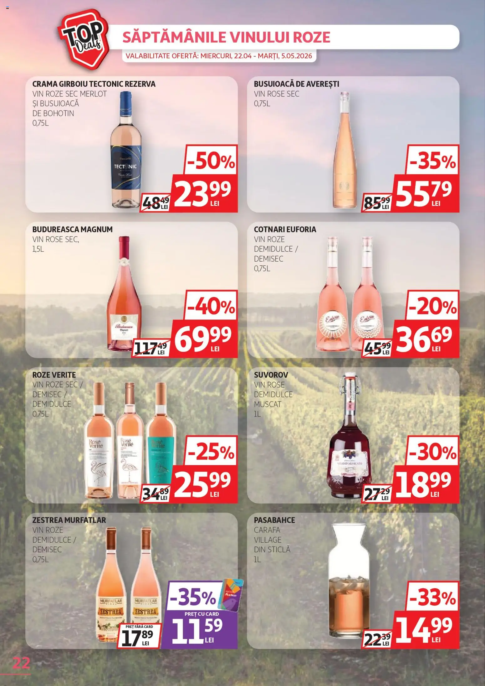 Catalog Auchan 22 Aprilie - 4 Mai 2026 | Pagina 22 | Produse: Carafă, Vin