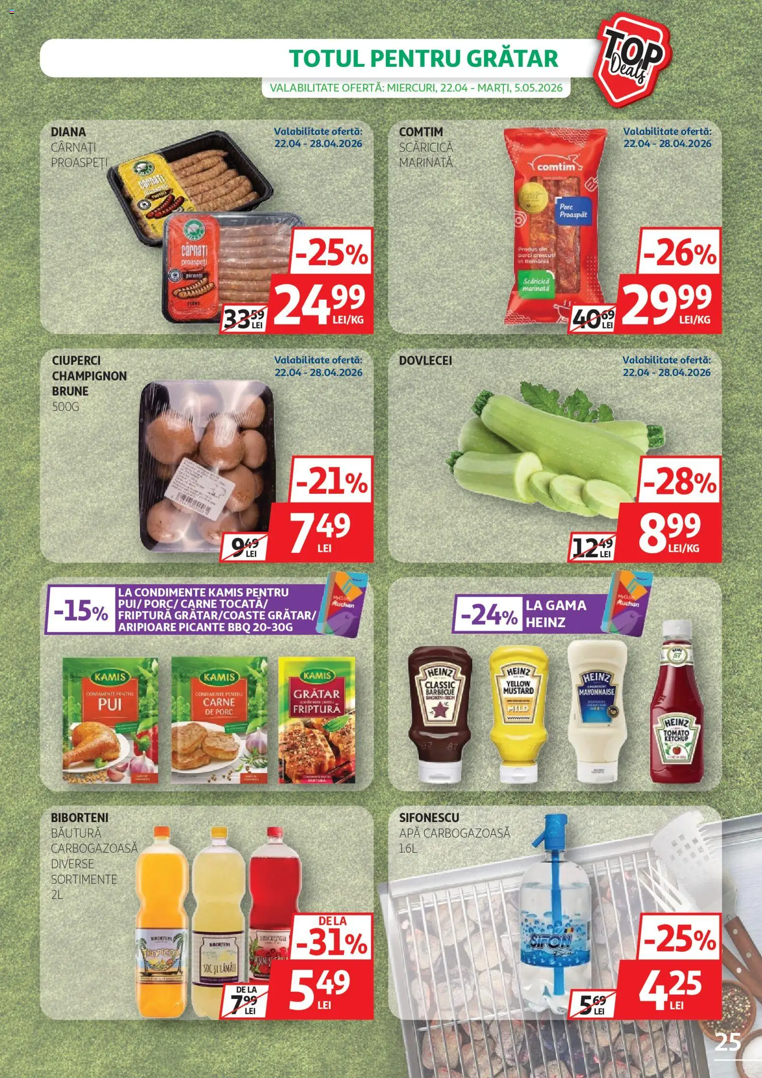 Catalog Auchan 22 Aprilie - 4 Mai 2026 | Pagina 25 | Produse: Ciuperci, Condimente, Apă, Cârnați