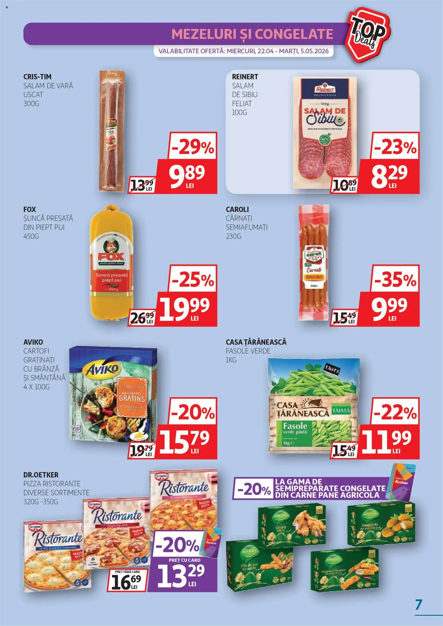 Catalog Auchan 22 Aprilie - 4 Mai 2026 | Pagina 7 | Produse: Brânză, Salam, Pizza, Cartofi
