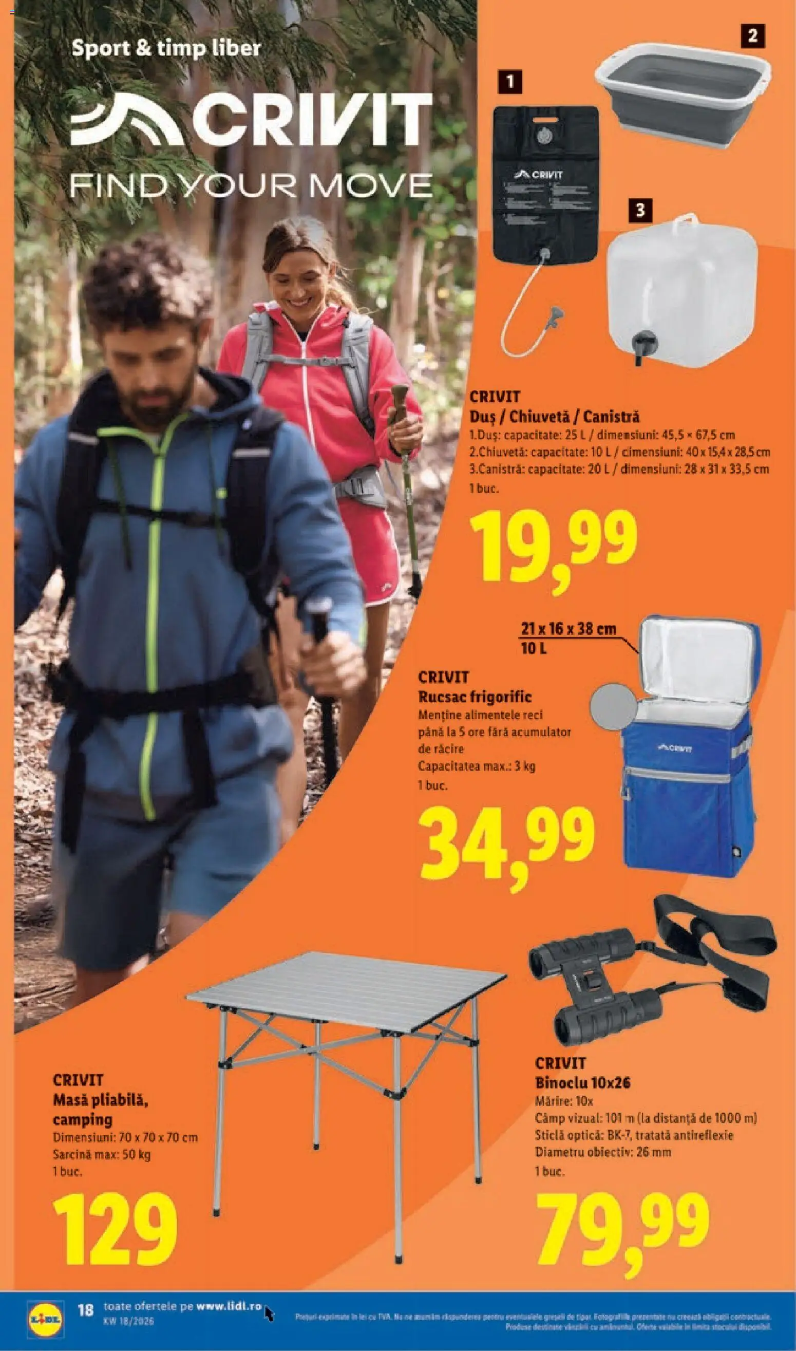 Catalog LIDL 27 Aprilie - 2 Mai 2026 | Pagina 18 | Produse: Masă, Chiuvetă, Duș, Rucsac