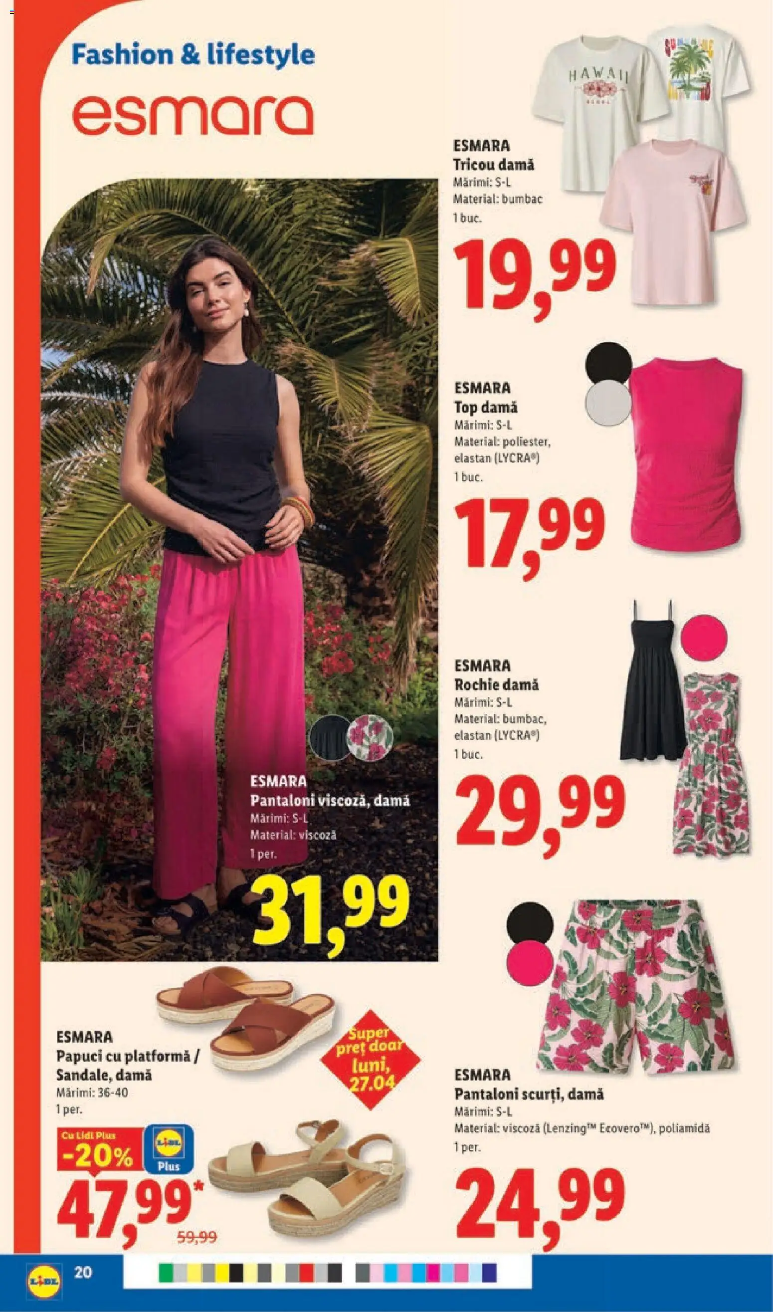 Catalog LIDL 27 Aprilie - 2 Mai 2026 | Pagina 20 | Produse: Rochie, Tricou, Pantaloni, Papuci