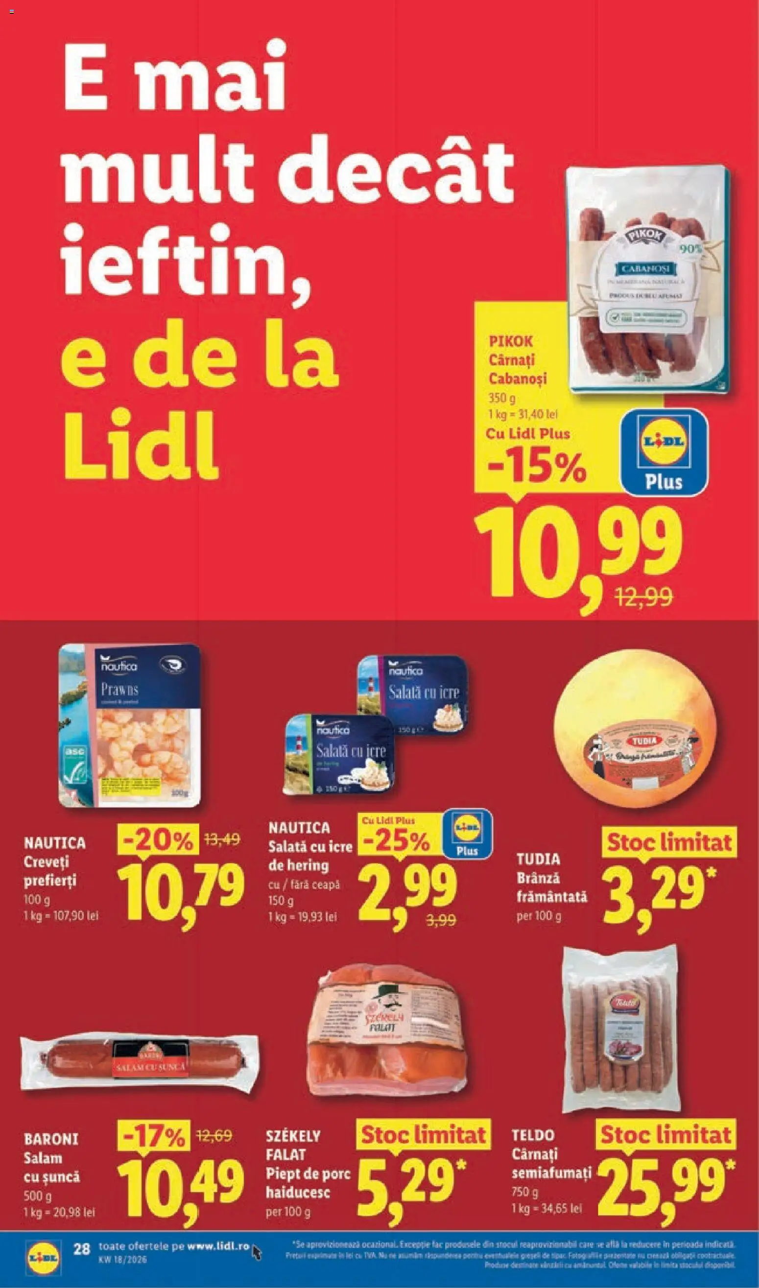 Catalog LIDL 27 Aprilie - 2 Mai 2026 | Pagina 28 | Produse: Salam, Șuncă, Salată cu icre, Salată