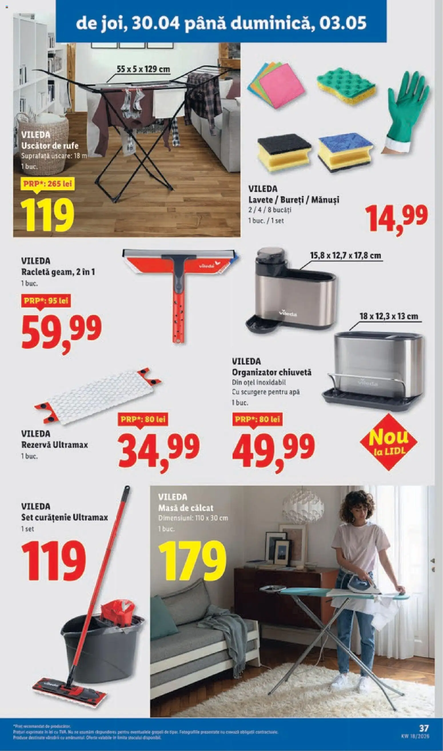 Catalog LIDL 27 Aprilie - 2 Mai 2026 | Pagina 37 | Produse: Uscător, Masă, Lavete, Apă