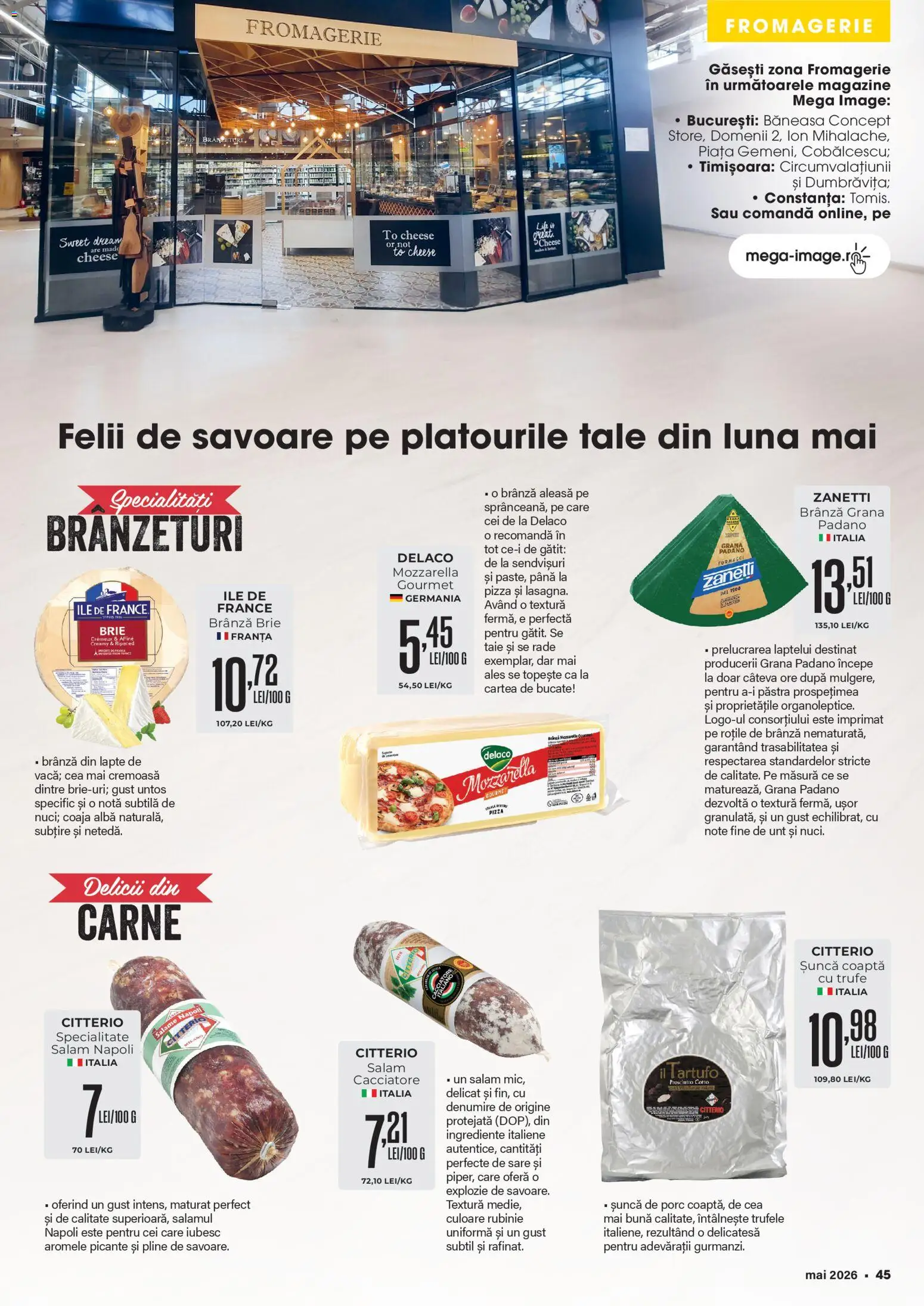 Catalog Mega Image 23 Aprilie - 25 Mai 2026 | Pagina 45 | Produse: Light Kedi Konservesi, Brânză, Salam, Pizza