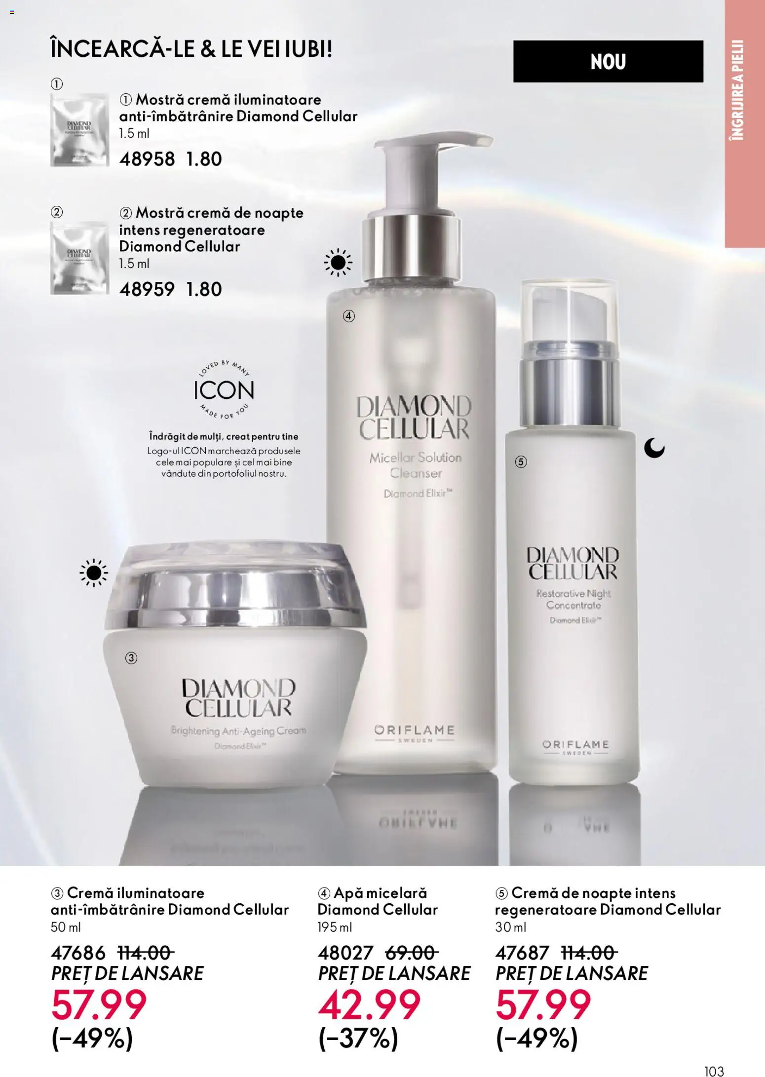 Catalog Oriflame 27 Mai - 15 Iunie 2026 | Pagina 103 | Produse: Elixir, Cremă de noapte, Cremă, Apă micelară