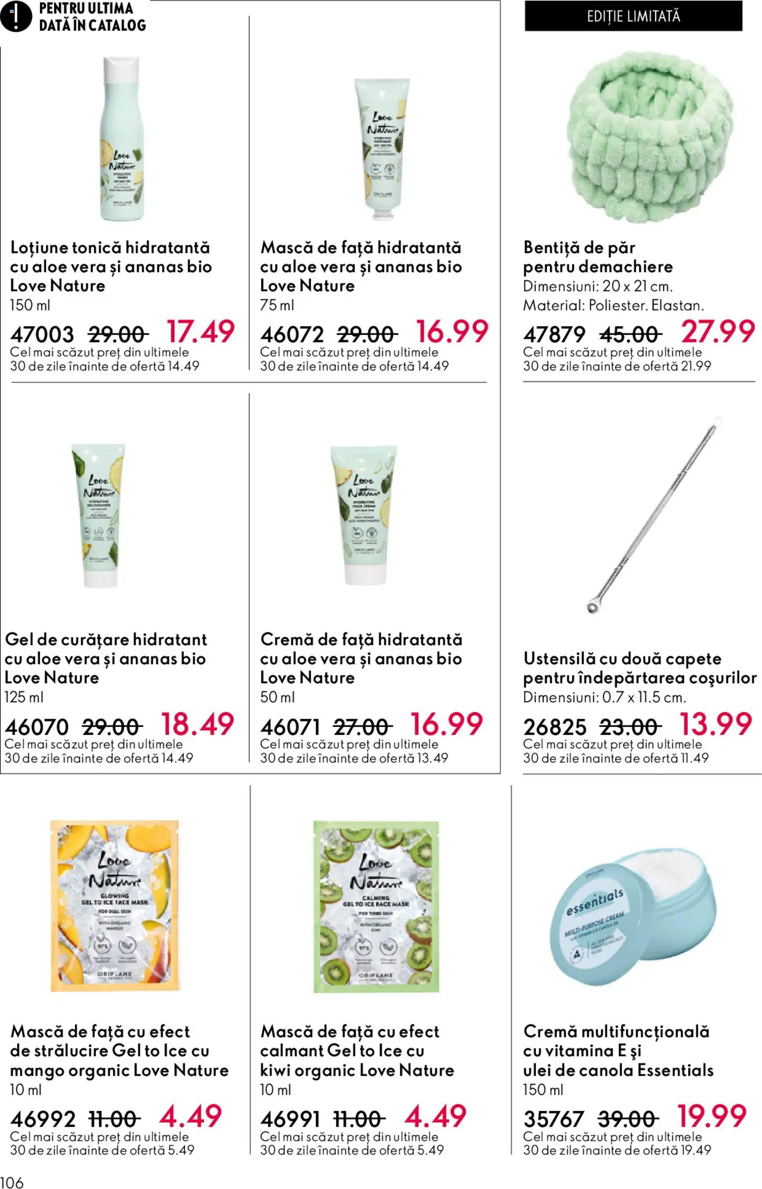 Catalog Oriflame 27 Mai - 15 Iunie 2026 | Pagina 106 | Produse: Bentiță de păr, Gel de curățare, Aloe vera, Mango