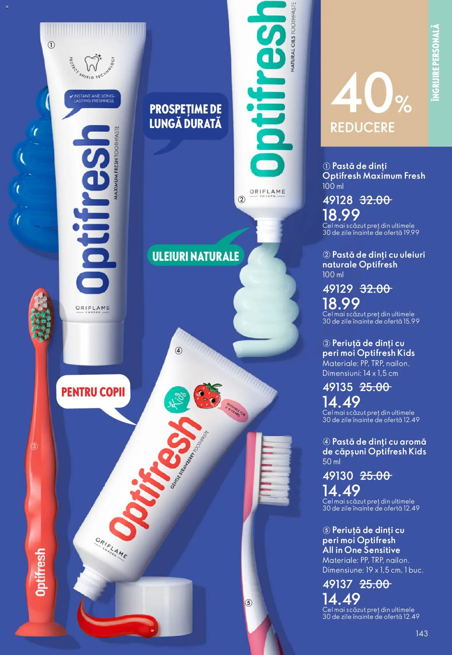 Catalog Oriflame 27 Mai - 15 Iunie 2026 | Pagina 143 | Produse: Pastă de dinți, Periuță de dinți, Căpșuni