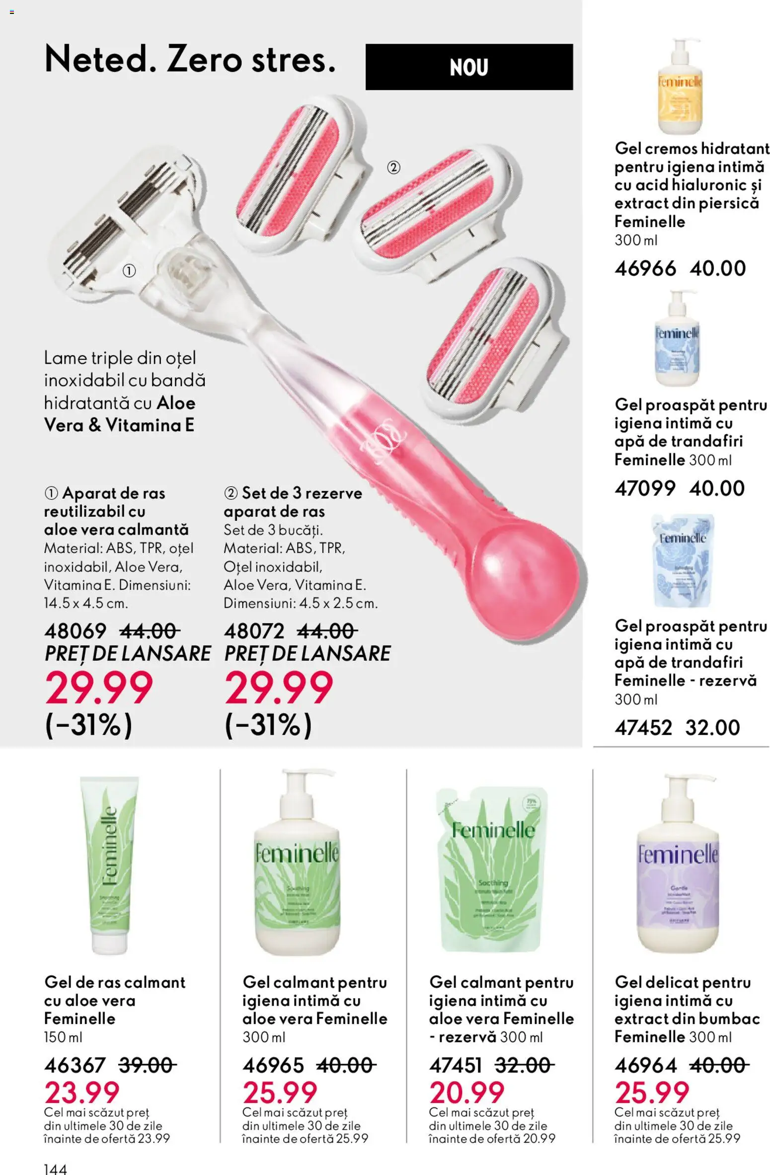 Catalog Oriflame 27 Mai - 15 Iunie 2026 | Pagina 144 | Produse: Piersică, Gel de ras, Aparat De Ras, Aloe vera