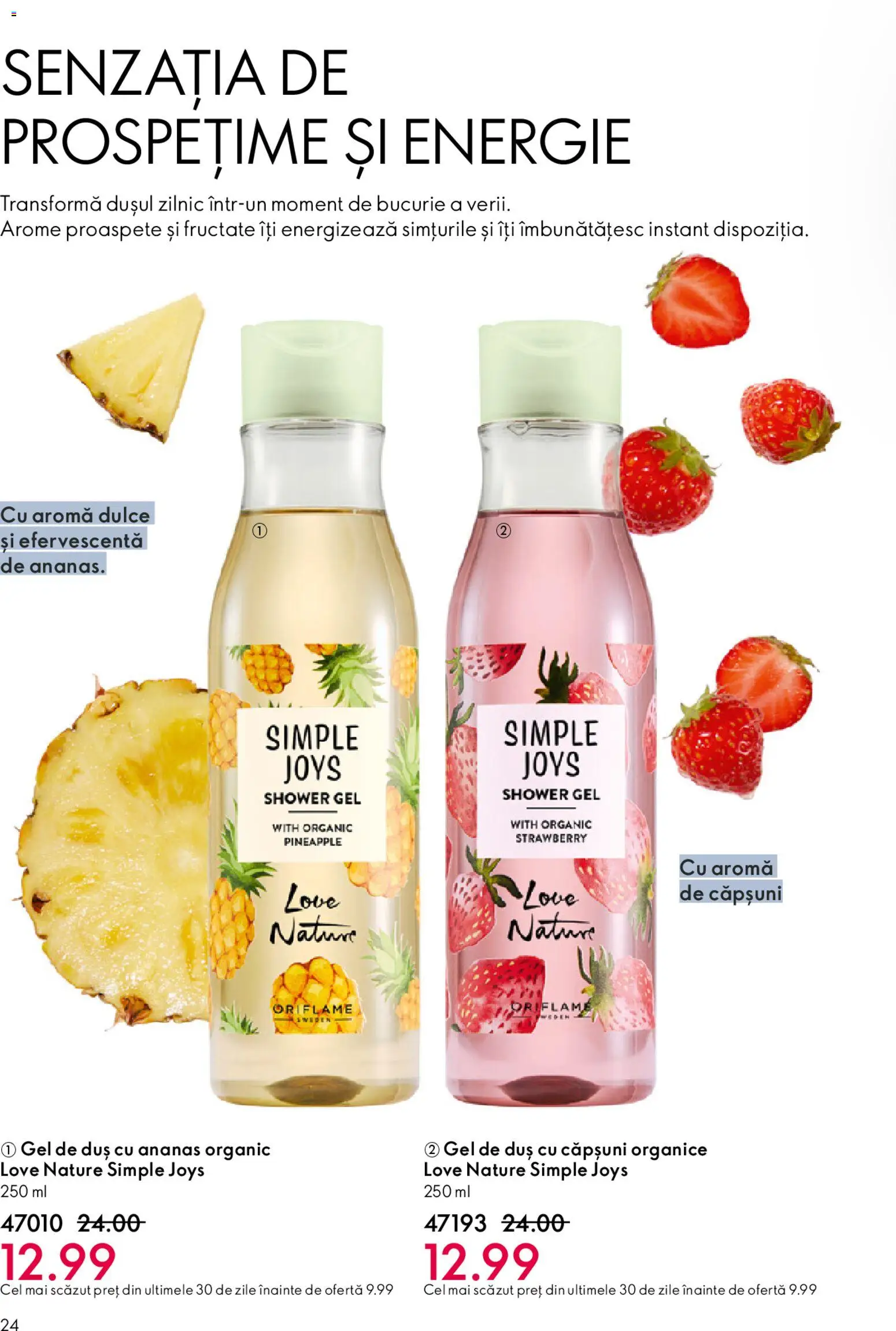 Catalog Oriflame 27 Mai - 15 Iunie 2026 | Pagina 24 | Produse: Duș, Gel de duș, Ananas, Căpșuni
