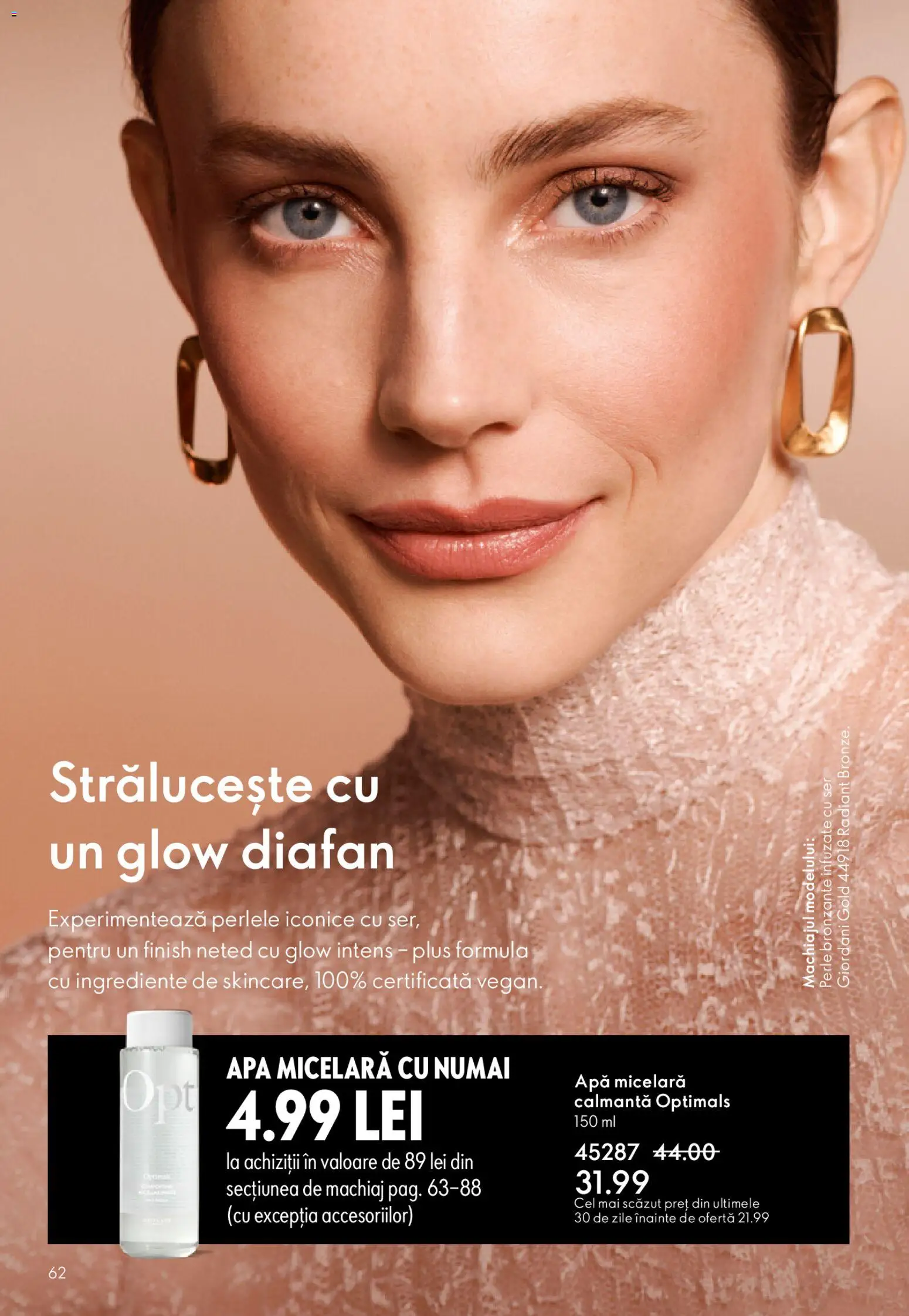 Catalog Oriflame 27 Mai - 15 Iunie 2026 | Pagina 62 | Produse: Perle bronzante, Machiaj, Apă micelară, Apă