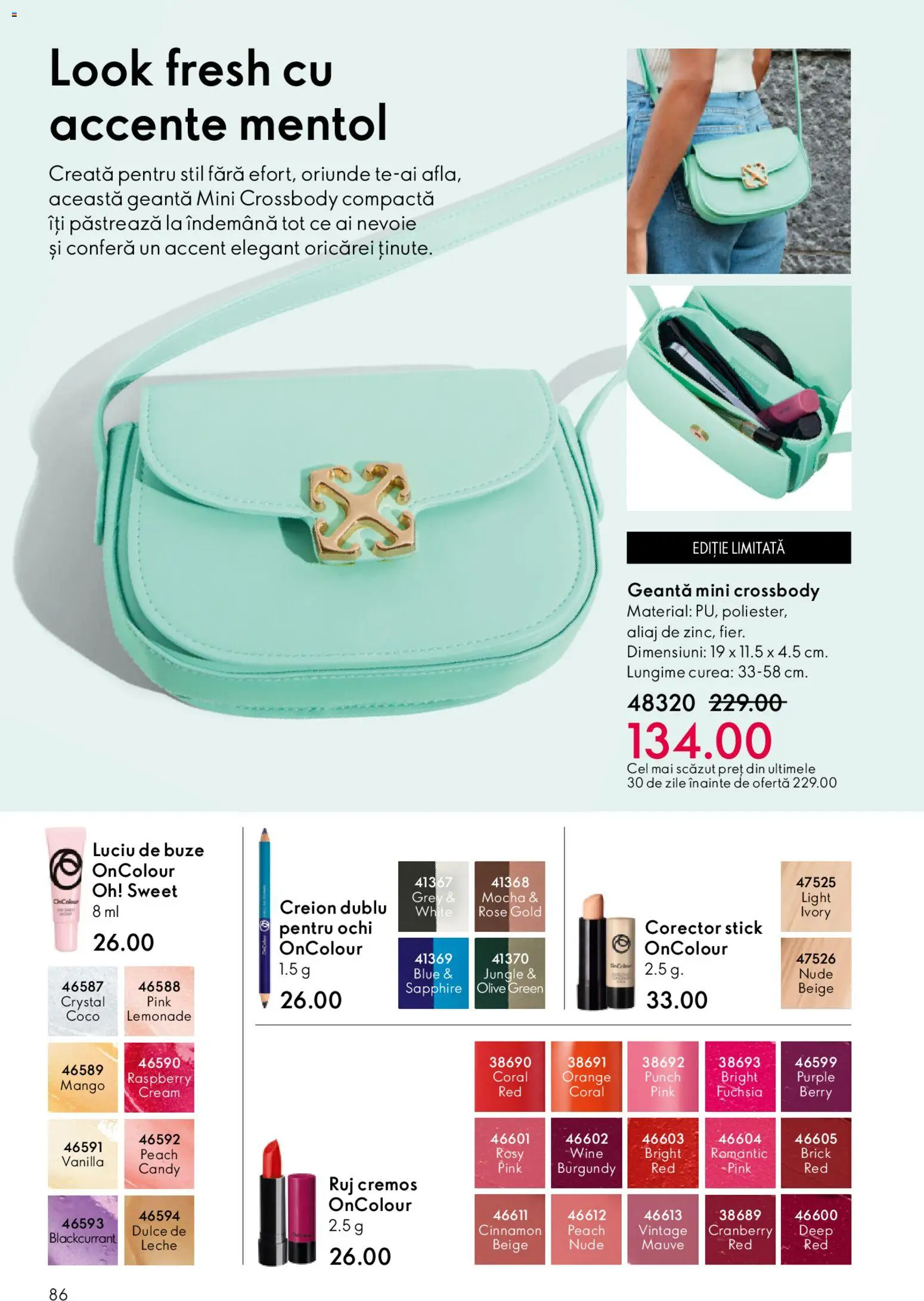 Catalog Oriflame 27 Mai - 15 Iunie 2026 | Pagina 86 | Produse: Curea, Geantă, Luciu de buze, Mango