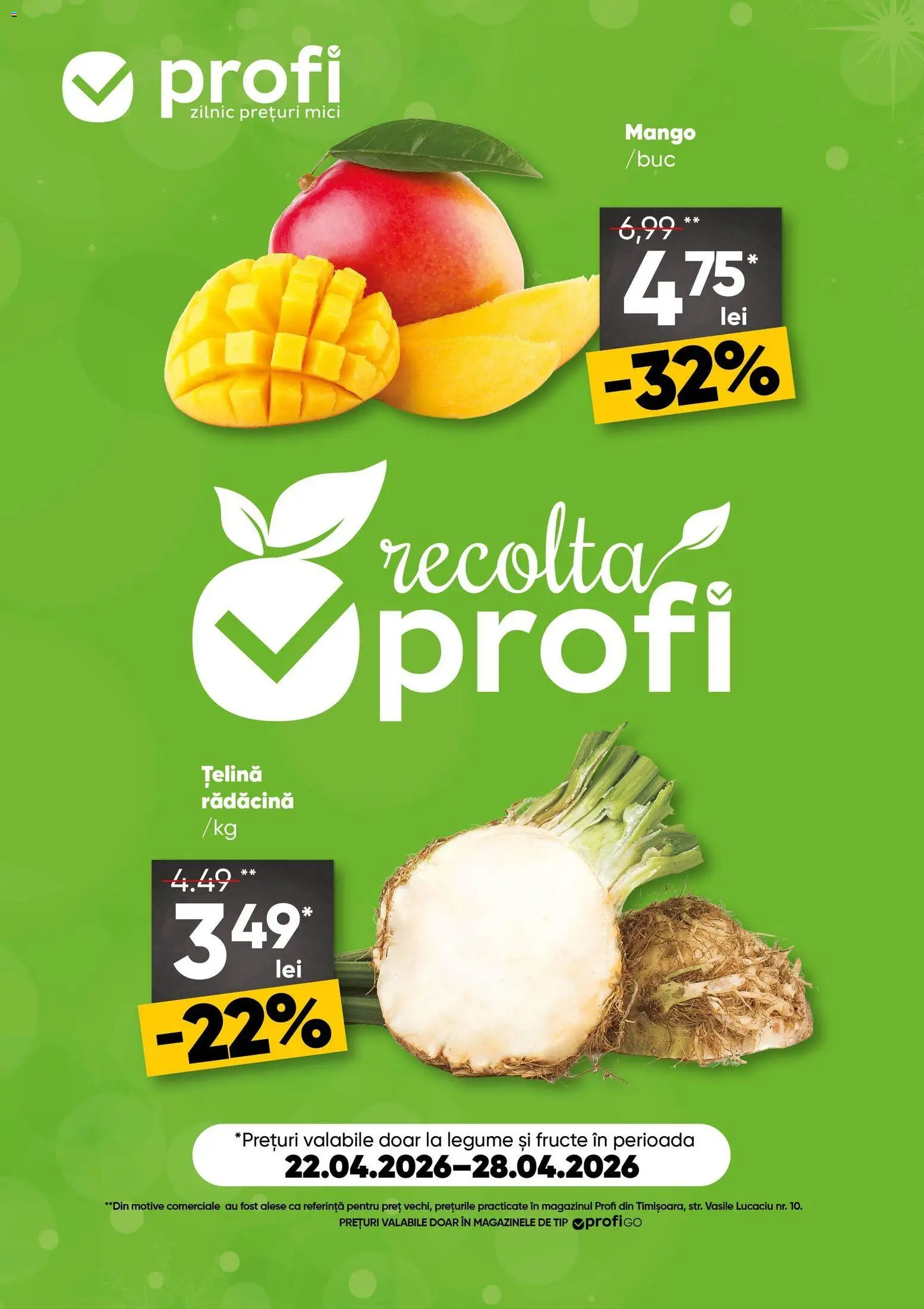 Catalog Profi 22 - 27 Aprilie 2026 | Pagina 1 | Produse: Țelină, Mici, Legume, Mango