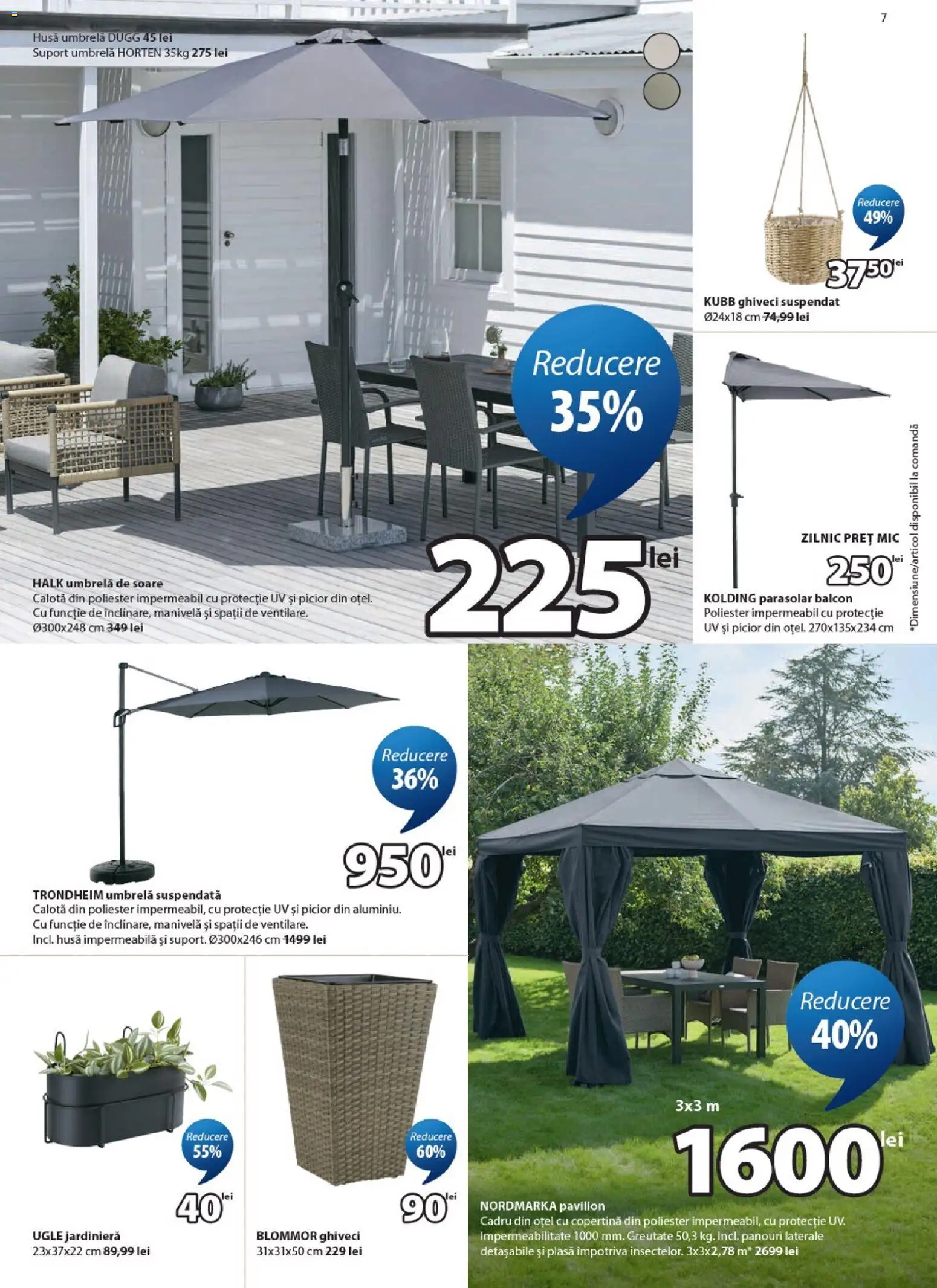 Catalog JYSK 24 Aprilie - 25 Mai 2026 | Pagina 7 | Produse: Umbrelă, Copertină, Pavilion, Ghiveci