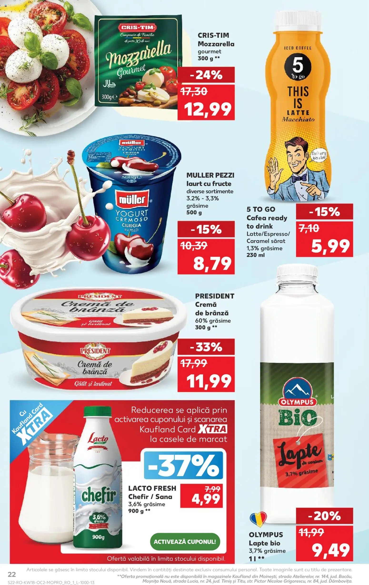 Catalog Kaufland 29 Aprilie - 4 Mai 2026 | Pagina 22 | Produse: Mozzarella, Brânză, Kefir, Cremă de brânză