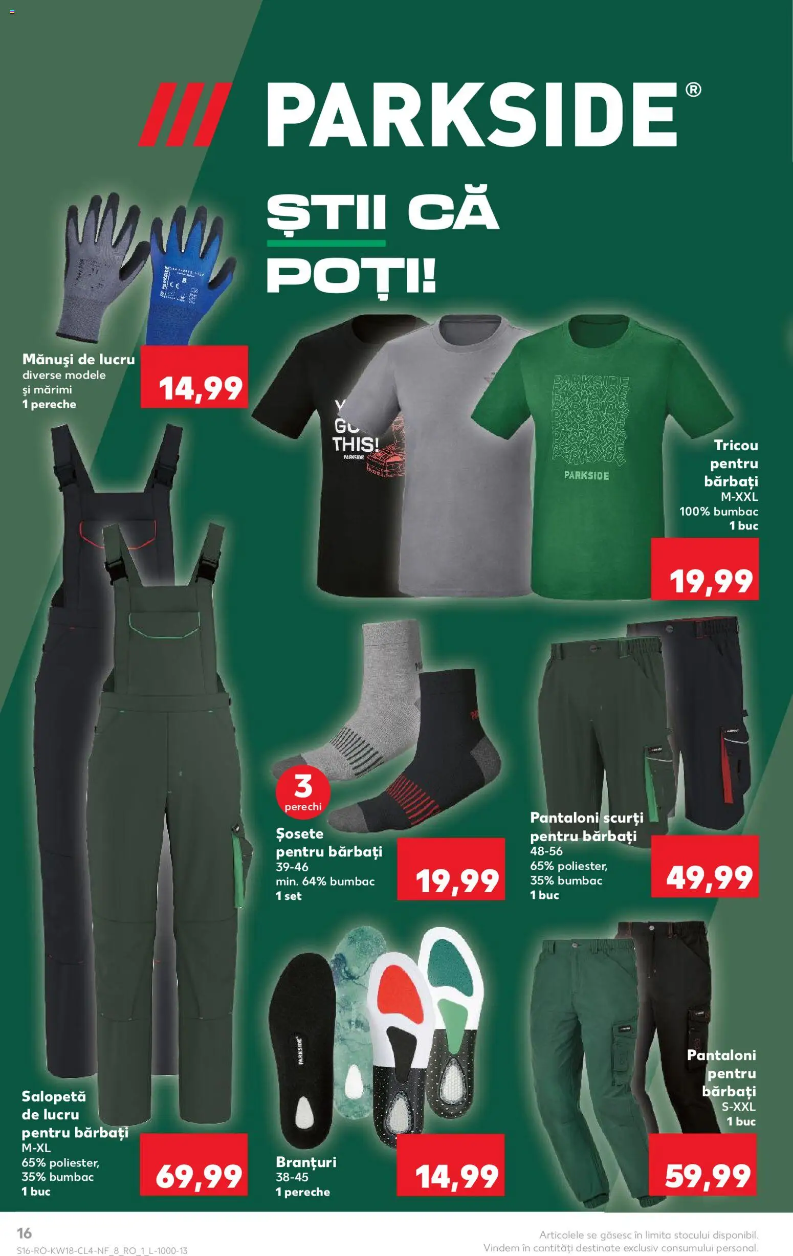 Catalog Kaufland 29 Aprilie - 4 Mai 2026 | Pagina 16 | Produse: Mănuși, Pantaloni, Salopetă, Pantaloni scurți