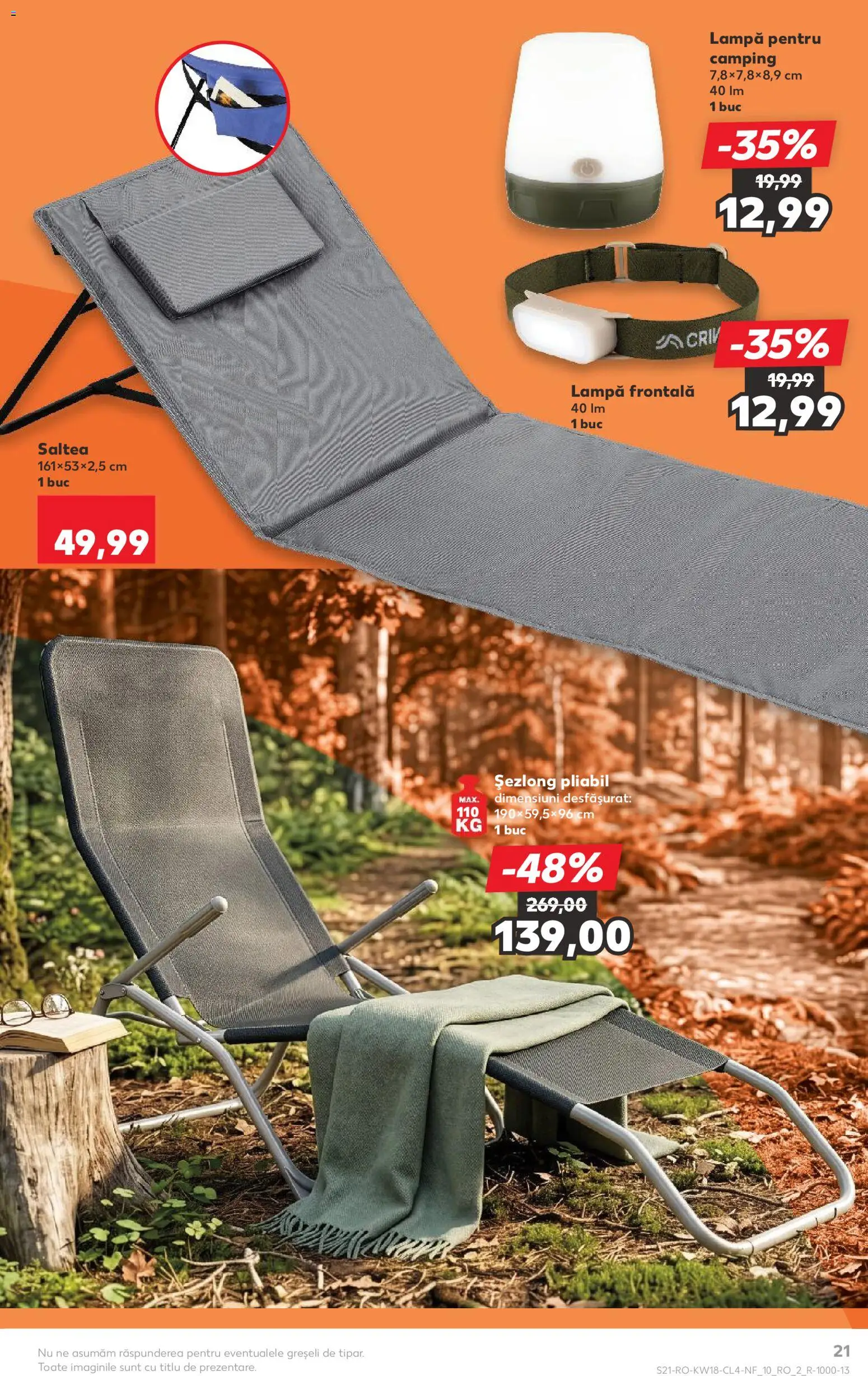 Catalog Kaufland 29 Aprilie - 4 Mai 2026 | Pagina 21 | Produse: Saltea, Șezlong, Lampă