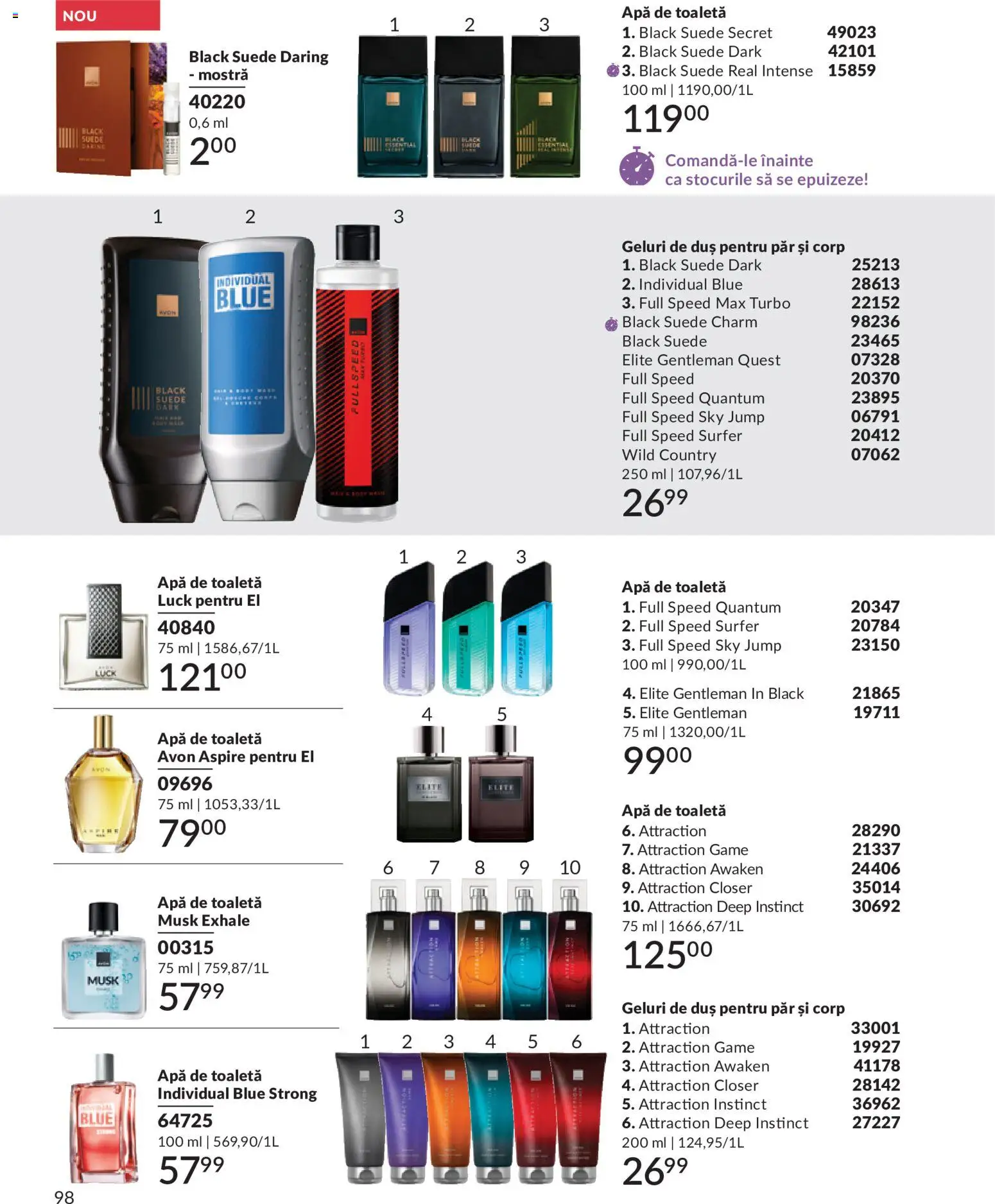 Catalog Avon 1 - 30 Mai 2026 | Pagina 100 | Produse: Toaletă, Duș, Apă de toaletă, Apă