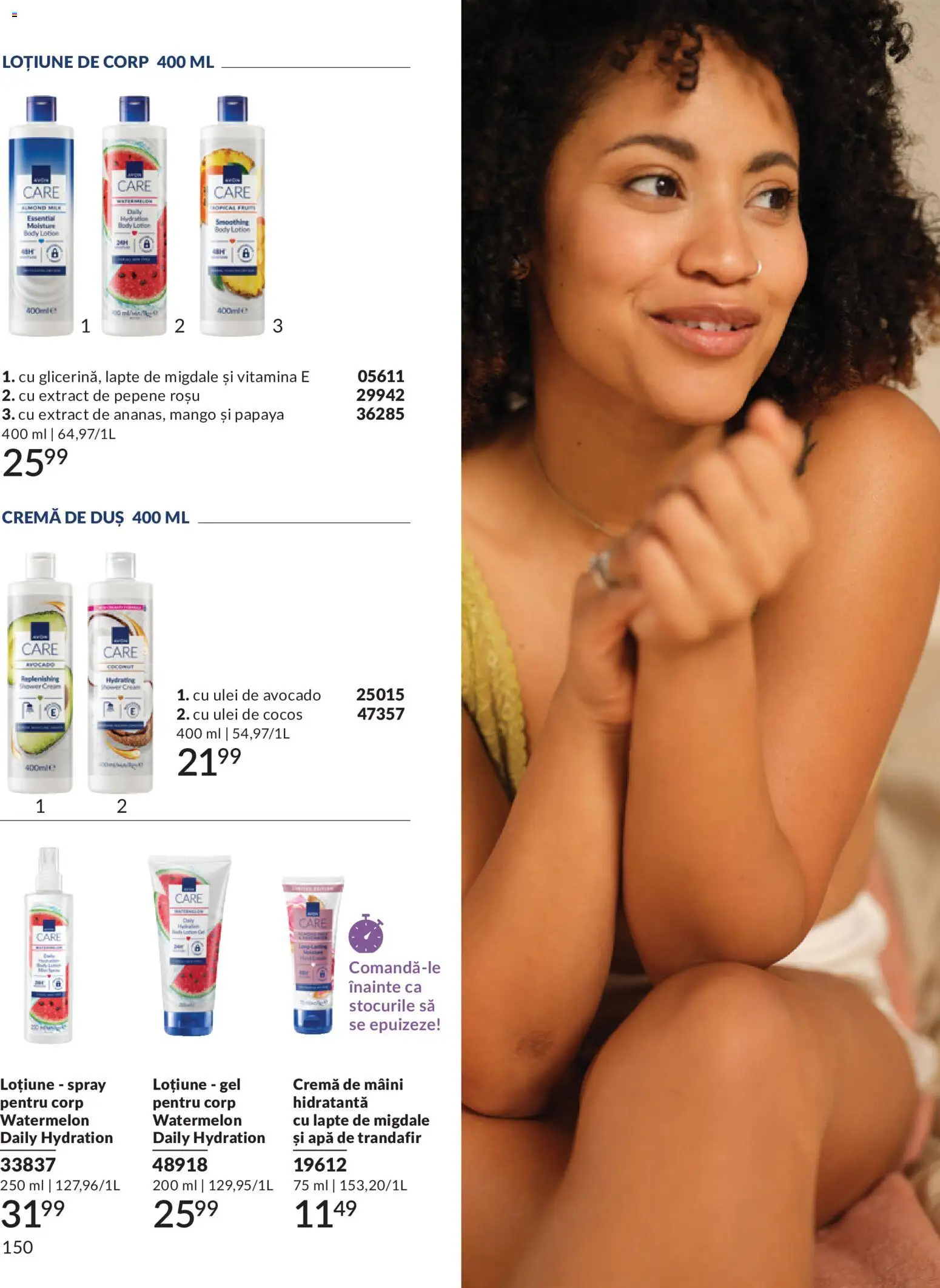 Catalog Avon 1 - 30 Mai 2026 | Pagina 152 | Produse: Trandafir, Body, Lapte, Ulei