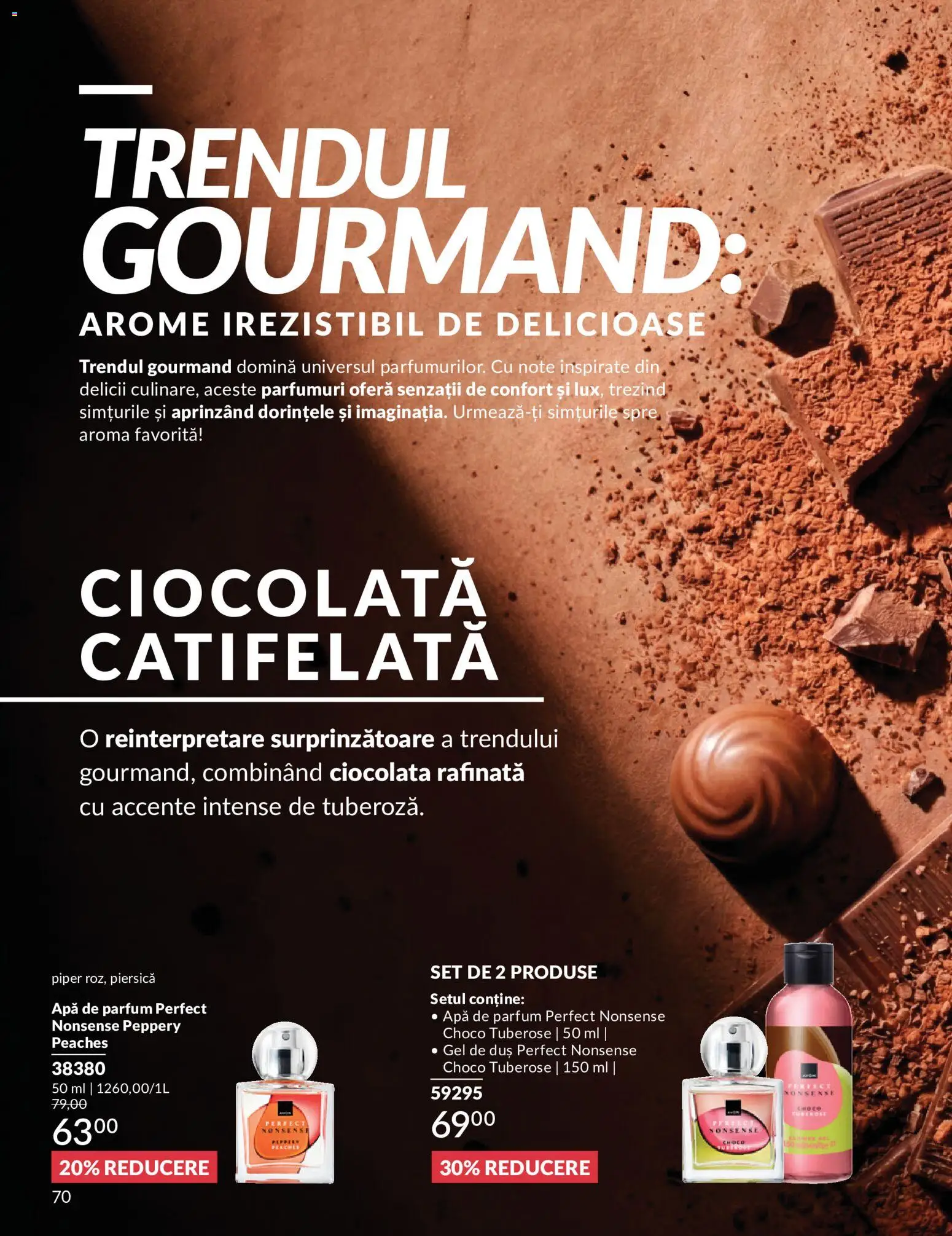 Catalog Avon 1 - 30 Mai 2026 | Pagina 72 | Produse: Piersică, Duș, Parfum, Ciocolată
