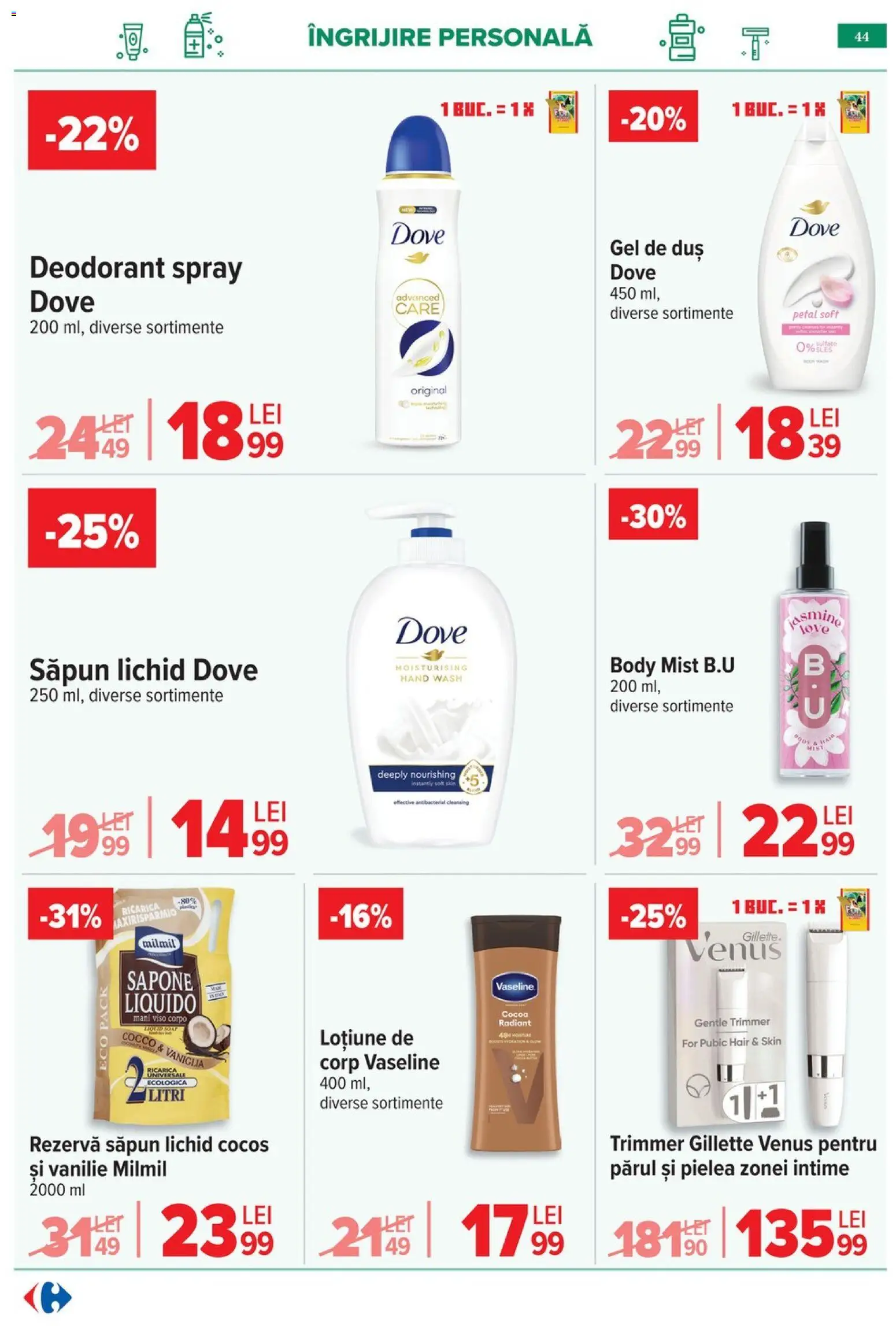 Catalog Carrefour 29 Aprilie - 4 Mai 2026 | Pagina 48 | Produse: Trandafir, Pudră, Balsam, Detergent