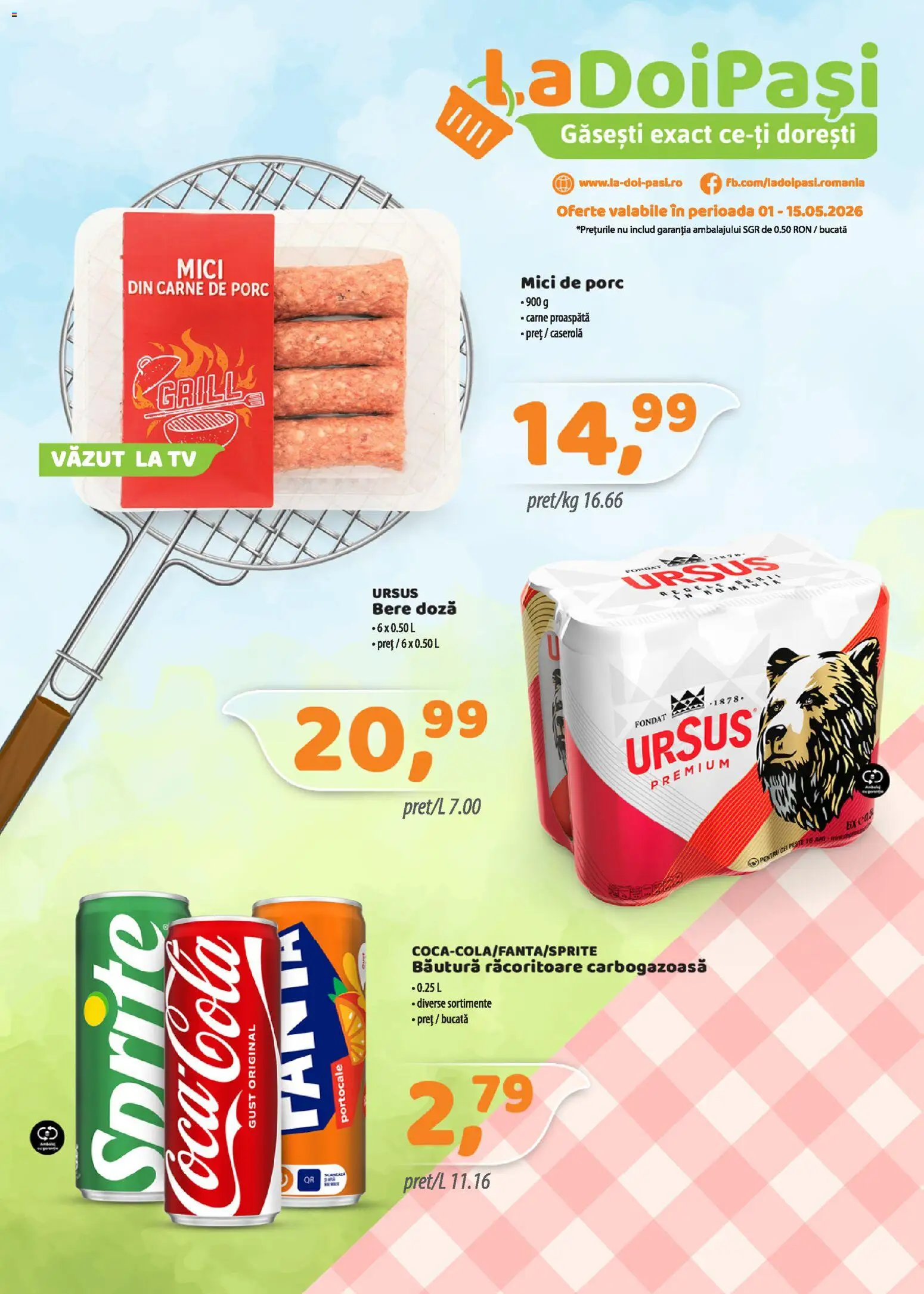 Catalog La Doi Pași 1 - 14 Mai 2026 | Pagina 1 | Produse: Grill, Carne De Porc, Portocale, Pește