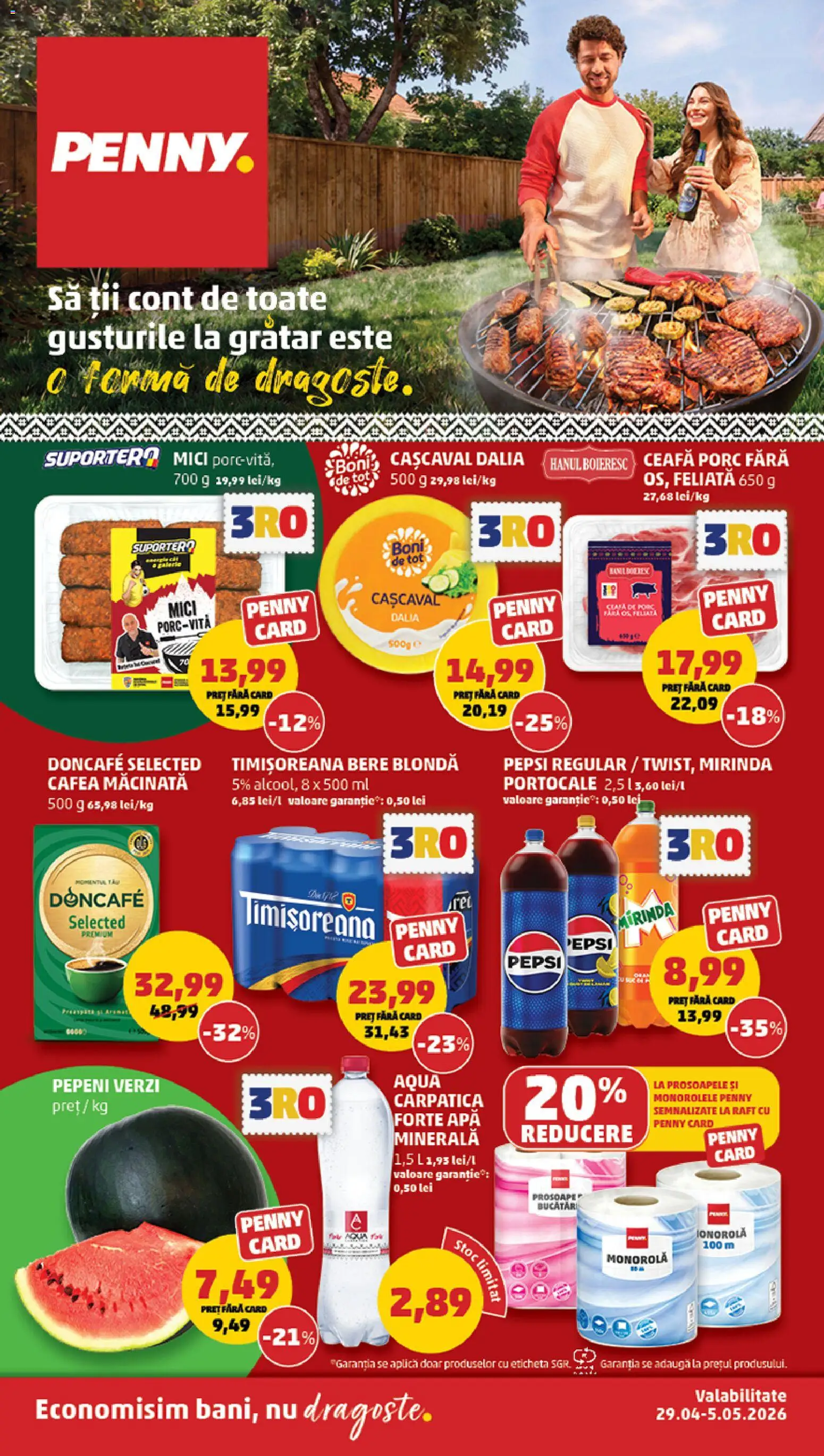 Catalog PENNY Market 29 Aprilie - 4 Mai 2026 | Pagina 1 | Produse: Grătar, Yazı tahtası kalemi, Cașcaval, Apă