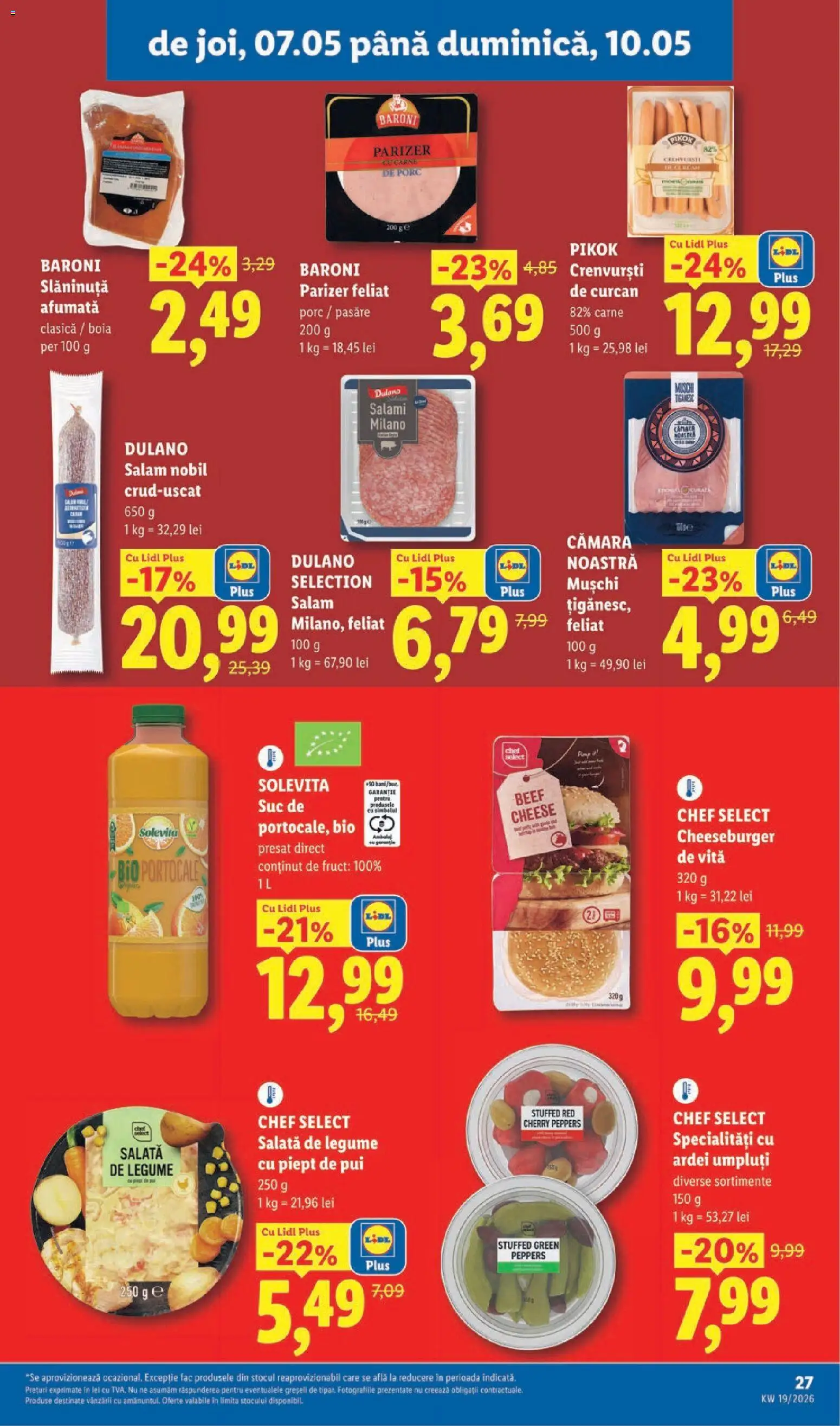 Catalog LIDL 4 - 9 Mai 2026 | Pagina 27 | Produse: Şerit ödül, Salam, Suc, Legume