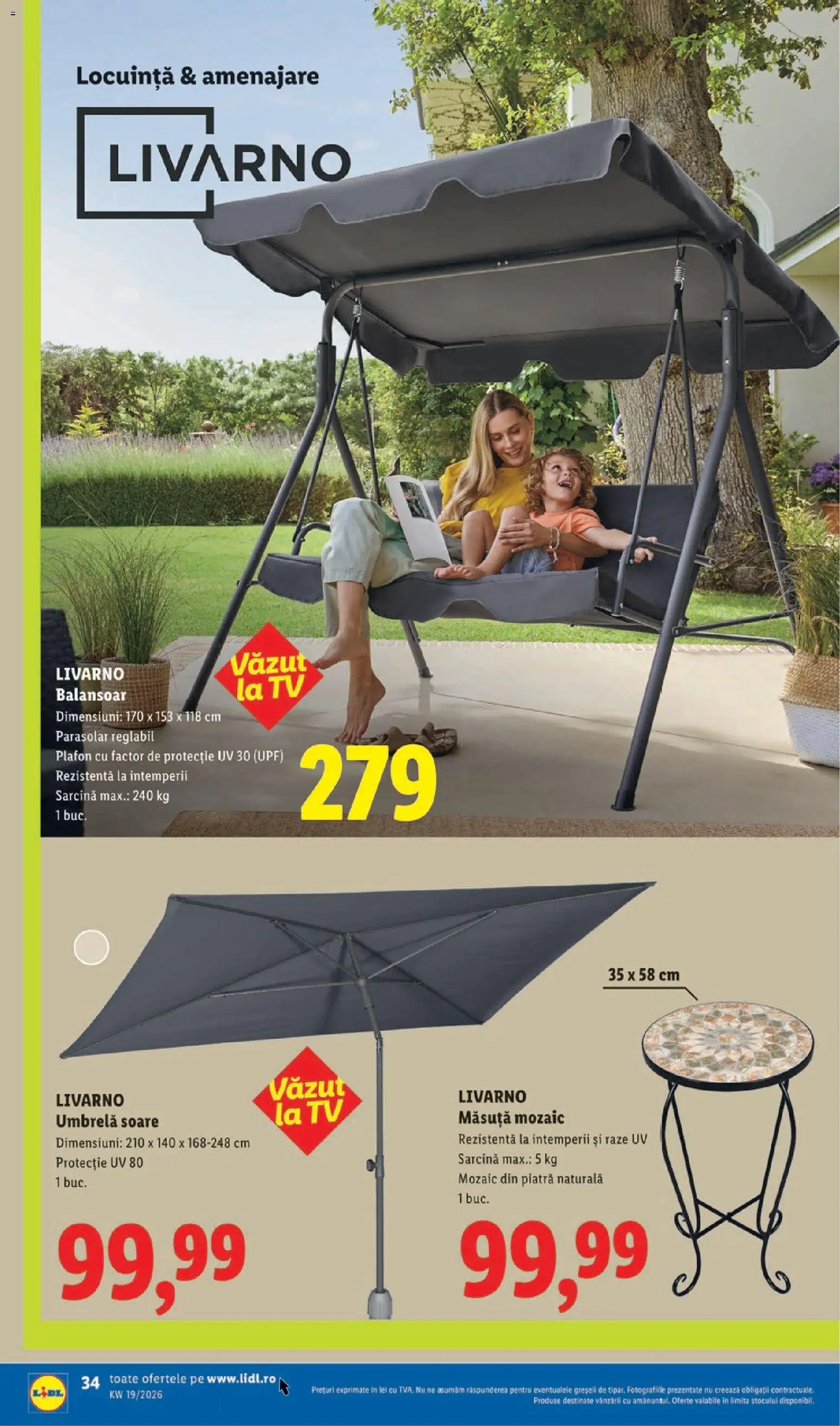 Catalog LIDL 4 - 9 Mai 2026 | Pagina 34 | Produse: Umbrelă, Balansoar