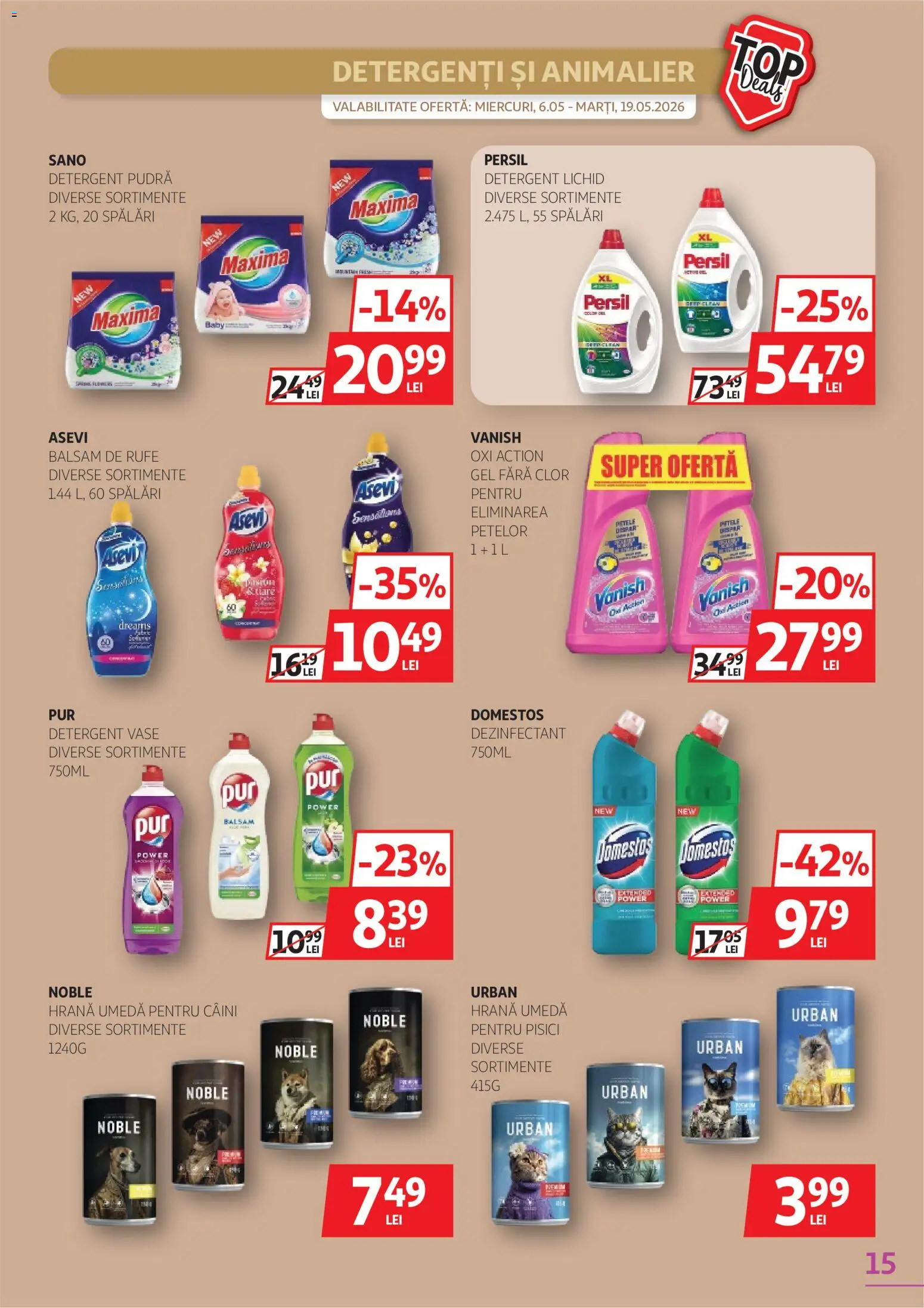 Catalog Auchan 6 - 18 Mai 2026 | Pagina 15 | Produse: Pudră, Balsam, Balsam de rufe, Çelik Mama ve Su Kabı
