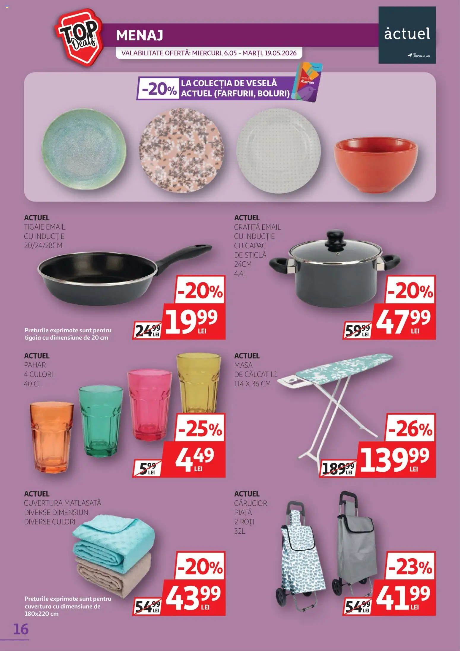 Catalog Auchan 6 - 18 Mai 2026 | Pagina 16 | Produse: Tigaie, Cratiță, Cuvertură, Masă