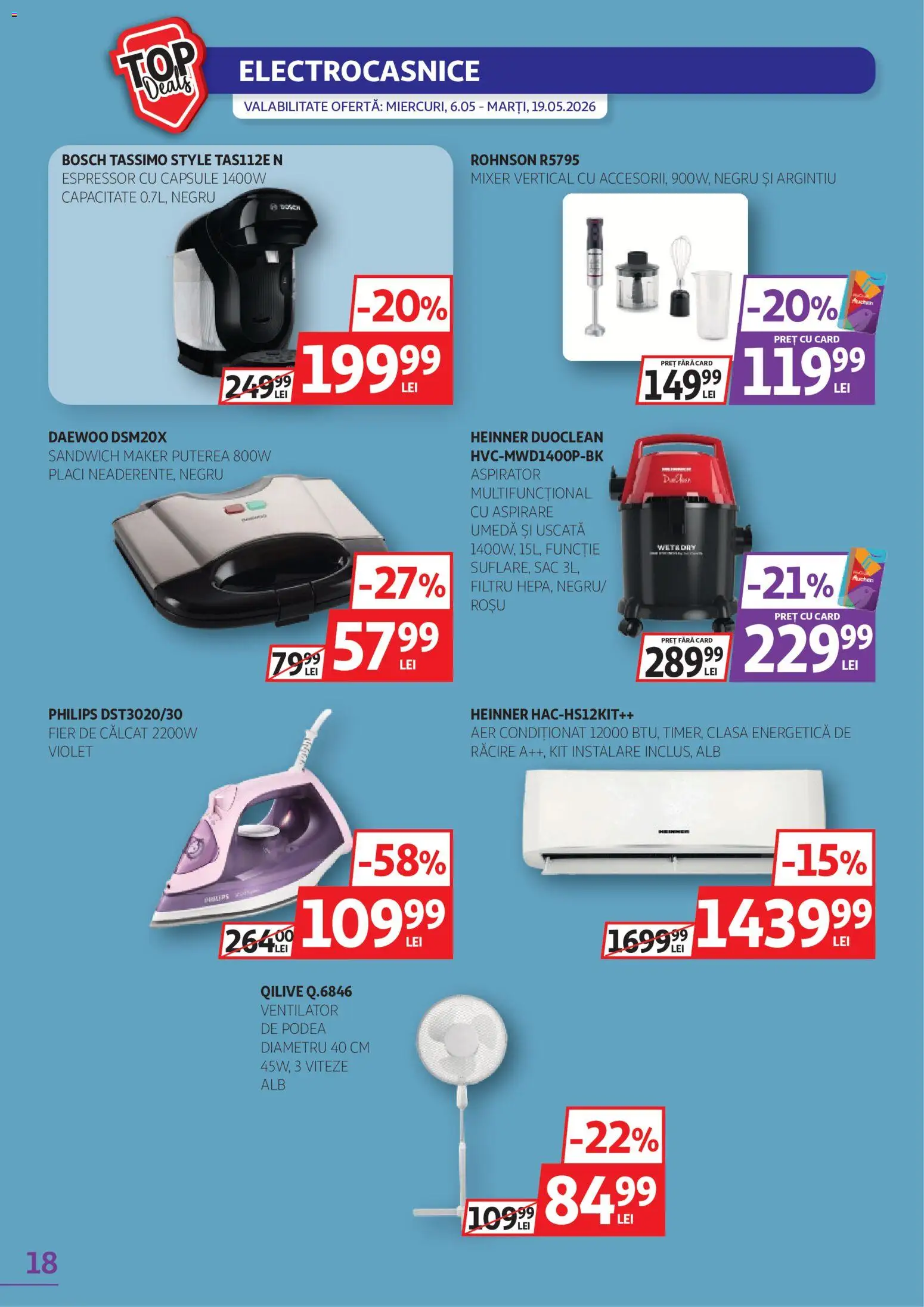 Catalog Auchan 6 - 18 Mai 2026 | Pagina 18 | Produse: Espressor, Aer Condiționat, Ventilator, Mixer