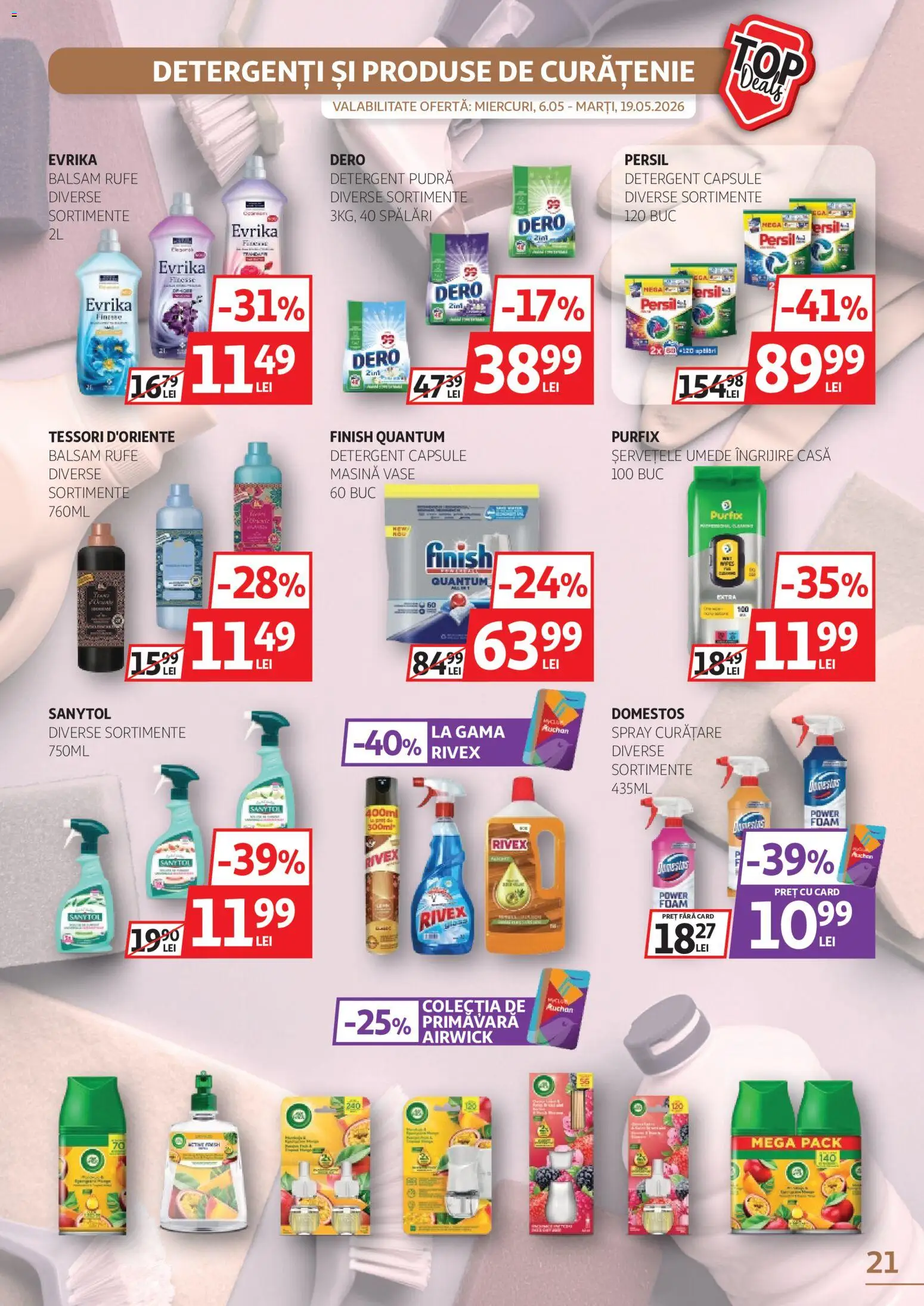 Catalog Auchan 6 - 18 Mai 2026 | Pagina 21 | Produse: Bebek çorapları, Pudră, Detergent, Șervețele umede