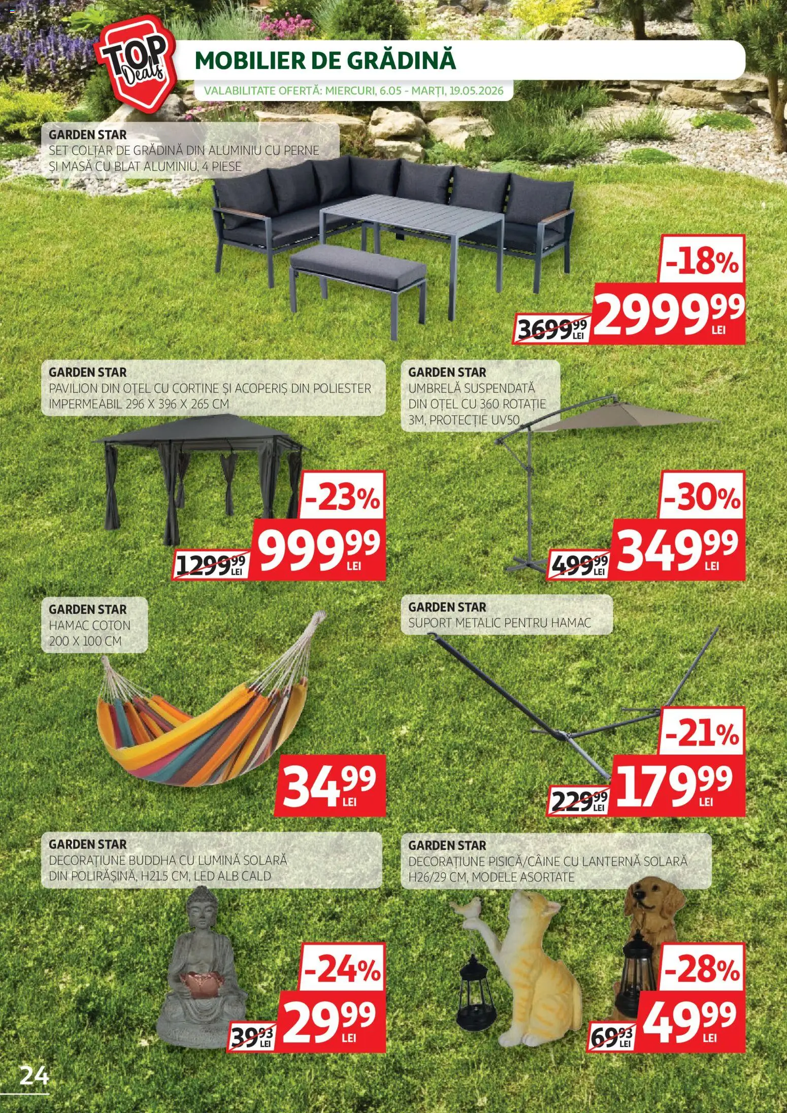 Catalog Auchan 6 - 18 Mai 2026 | Pagina 24 | Produse: Hamac, Babak, Colțar, Pavilion
