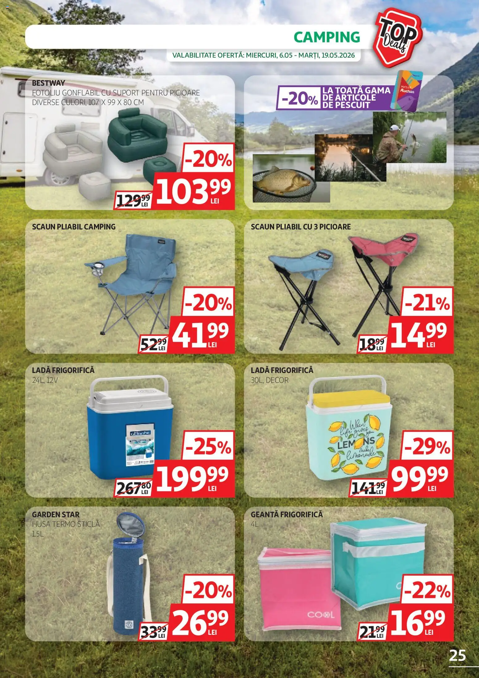 Catalog Auchan 6 - 18 Mai 2026 | Pagina 25 | Produse: Geantă, Fotoliu, Scaun, Ladă frigorifică