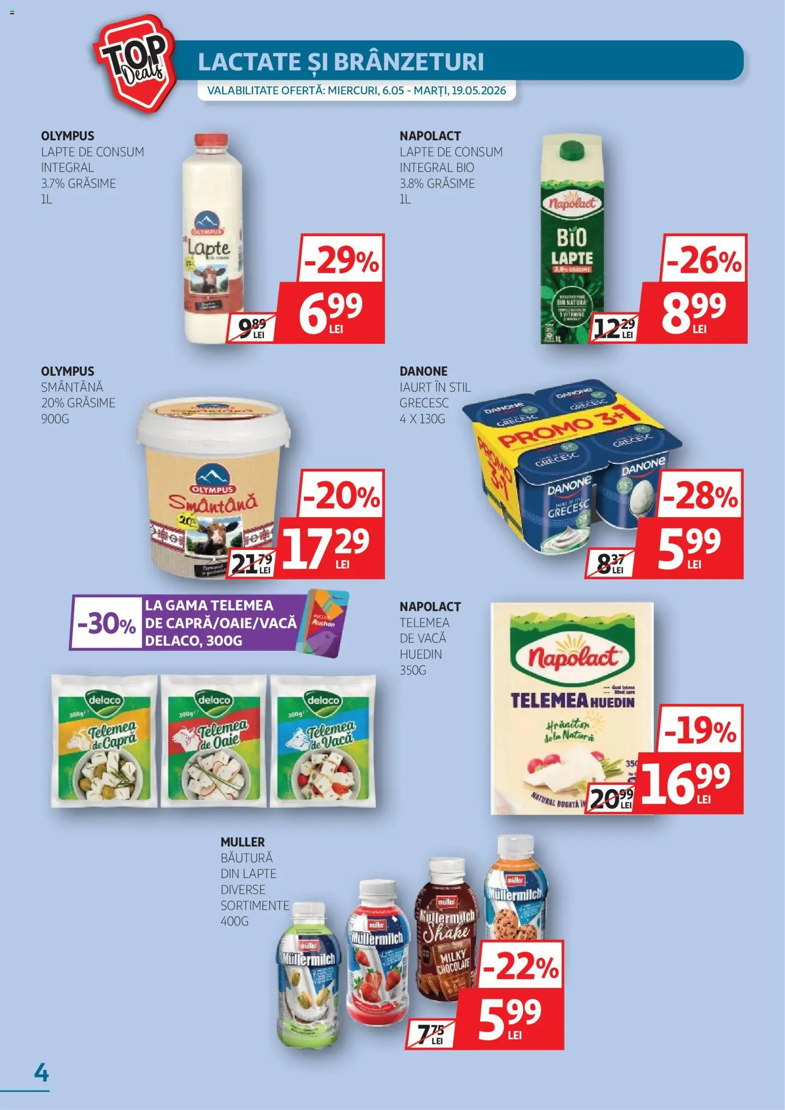 Catalog Auchan 6 - 18 Mai 2026 | Pagina 4 | Produse: Şerit ödül, Lapte, Iaurt, Smântână