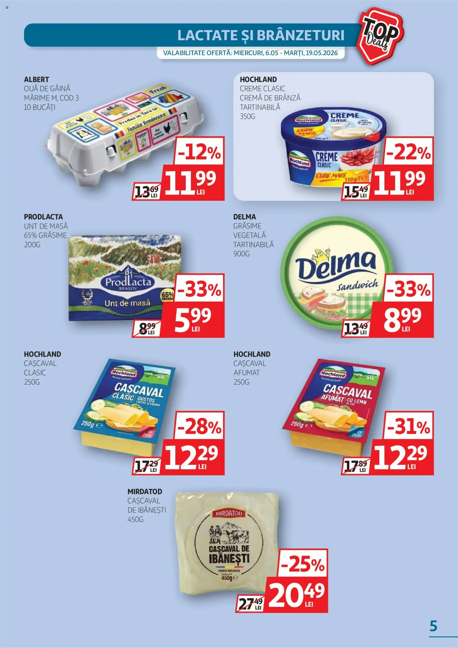 Catalog Auchan 6 - 18 Mai 2026 | Pagina 5 | Produse: Cașcaval, Unt, Brânză, Cremă de brânză