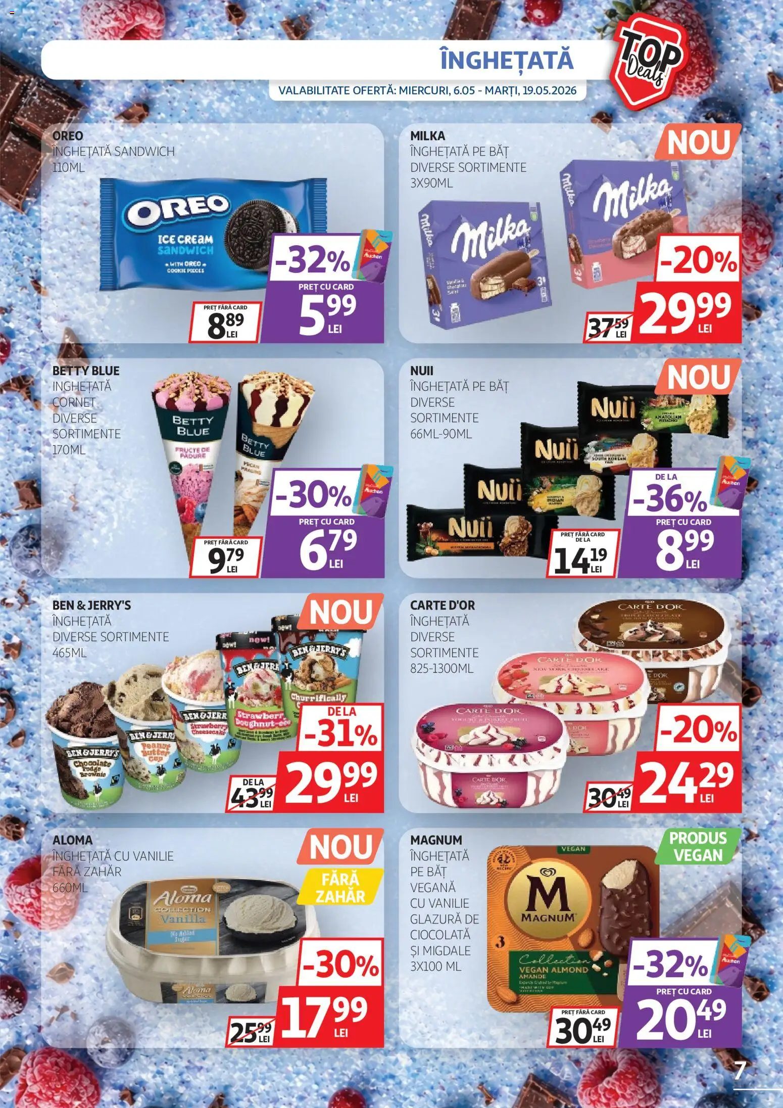 Catalog Auchan 6 - 18 Mai 2026 | Pagina 7 | Produse: Migdale, Ciocolată, Înghețată, Zahăr